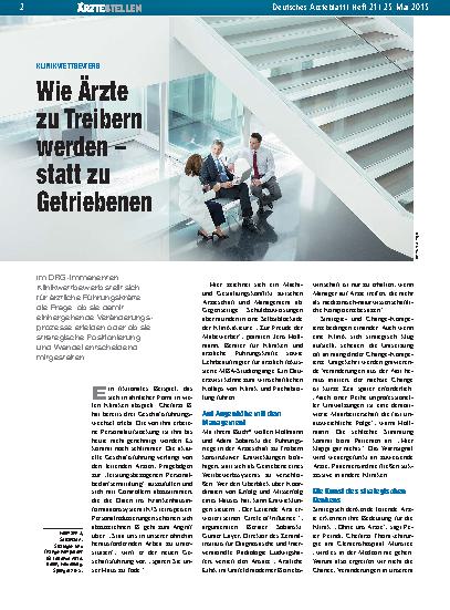 Vorschauseite 1: Klinikwettbewerb: Wie Ärzte zu Treibern werden – statt zu Getriebenen