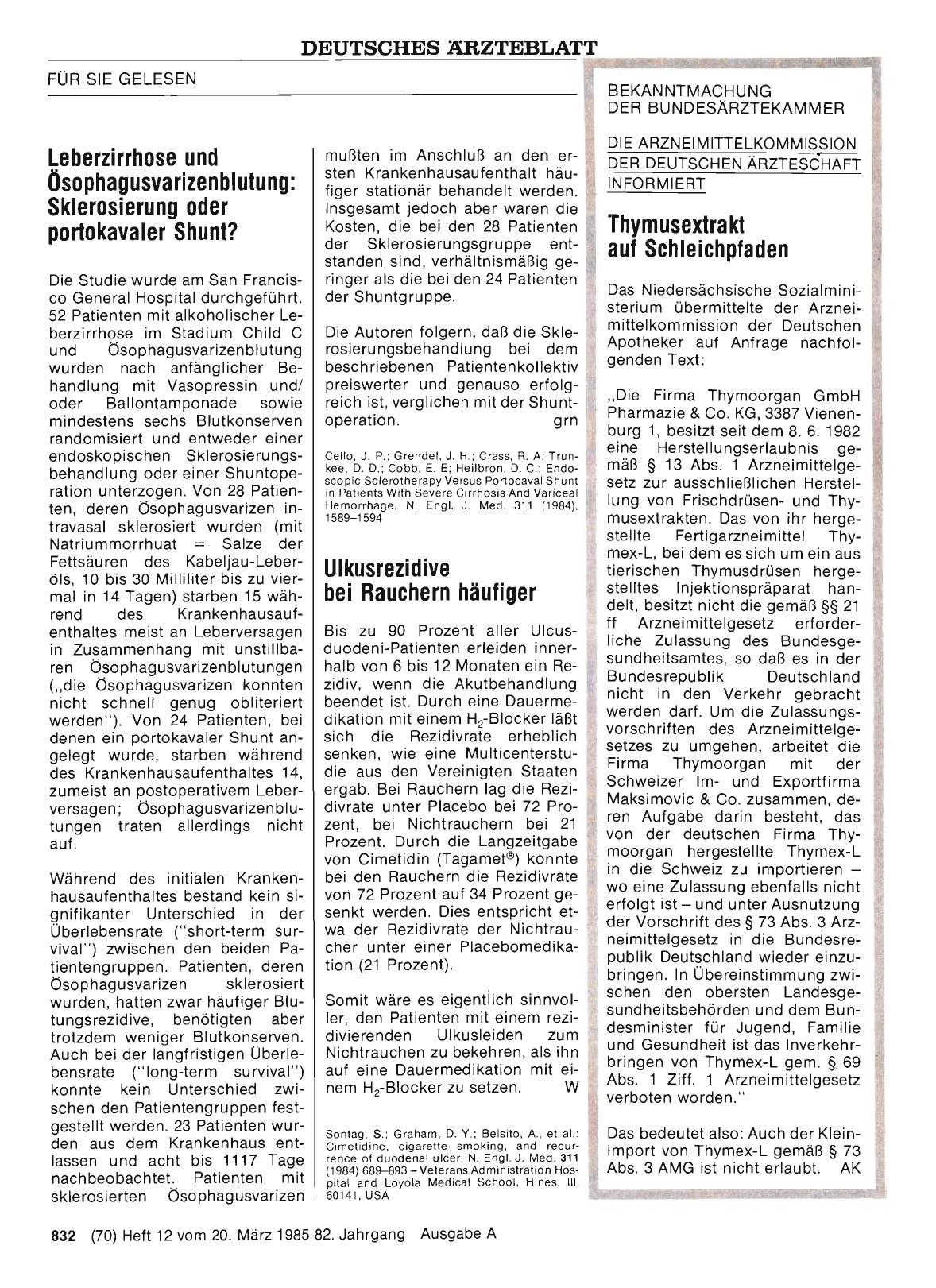 Vorschauseite 1: Die Arzneimittelkommission der deutschen Ärzteschaft informiert: Thymusextrakt auf Schleichpfaden