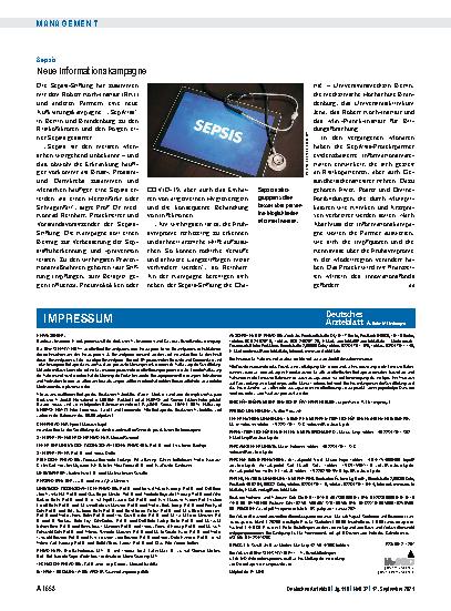 Vorschauseite 1: Sepsis: Neue Informationskampagne