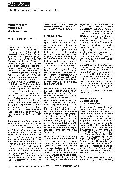 Vorschauseite 1: Weltärztebund: Warten auf die Amerikaner (Teil 2)