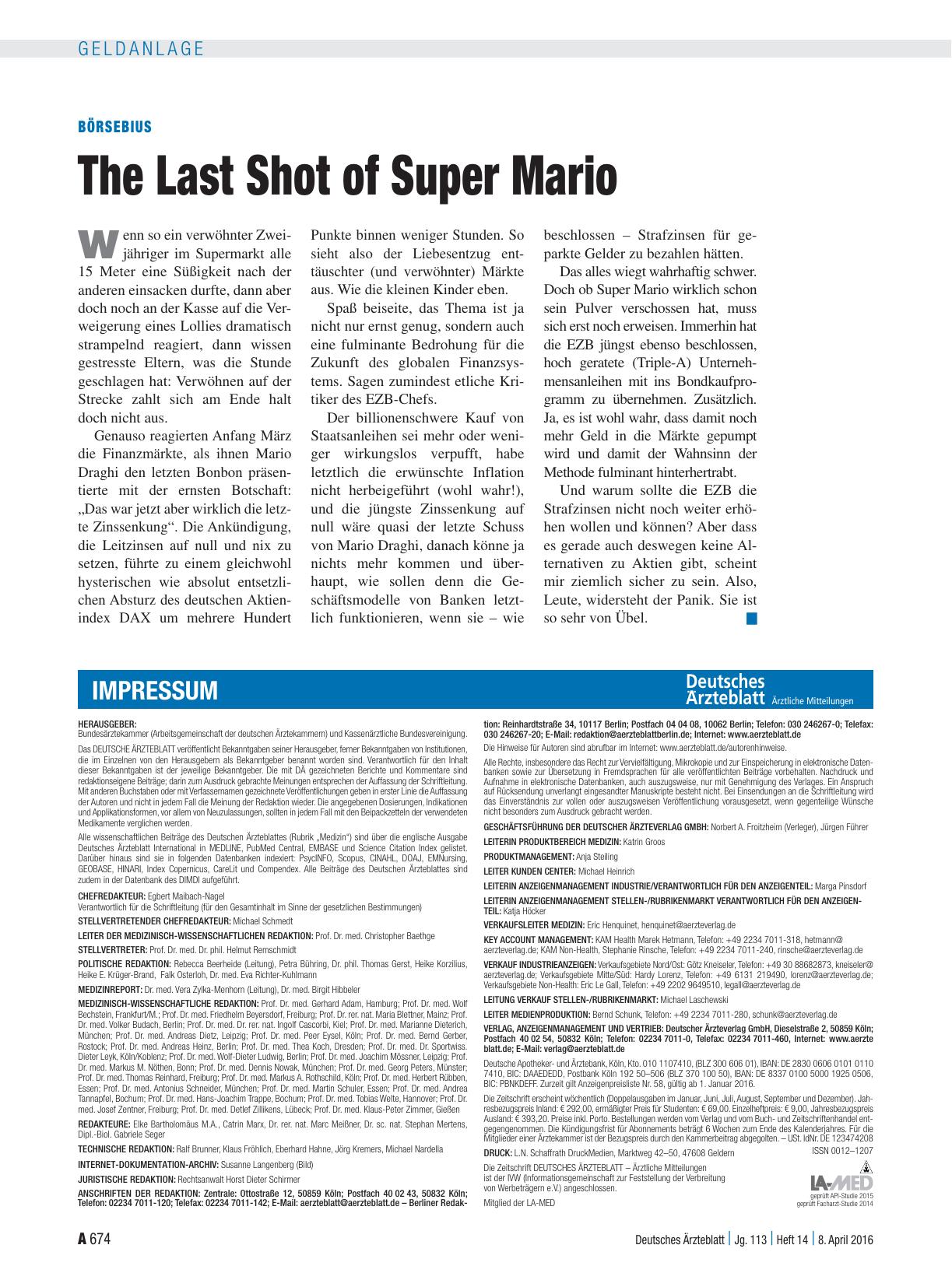 Vorschauseite 1: Börsebius: The Last Shot of Super Mario