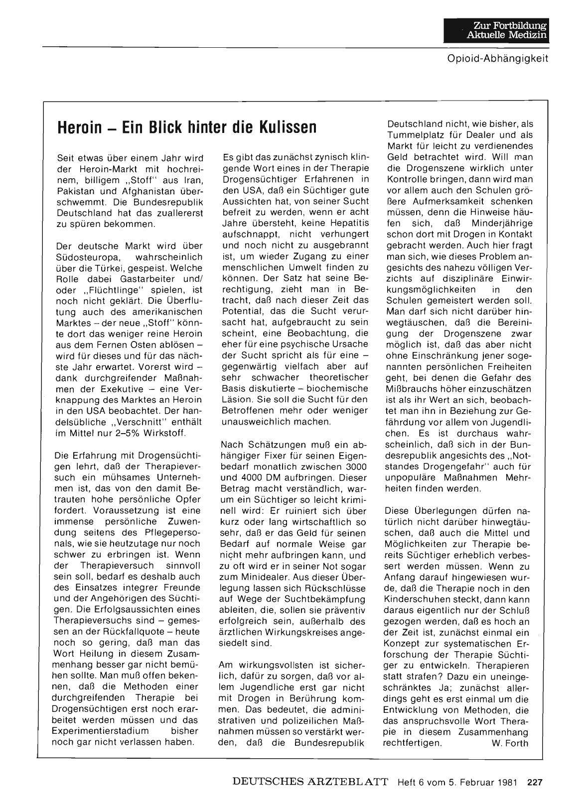 Vorschauseite 1: Heroin — Ein Blick hinter die Kulissen
