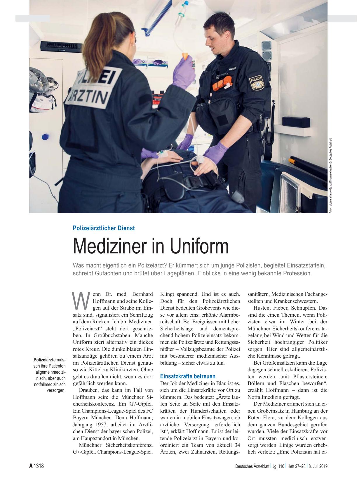Vorschauseite 1: Polizeiärztlicher Dienst: Mediziner in Uniform