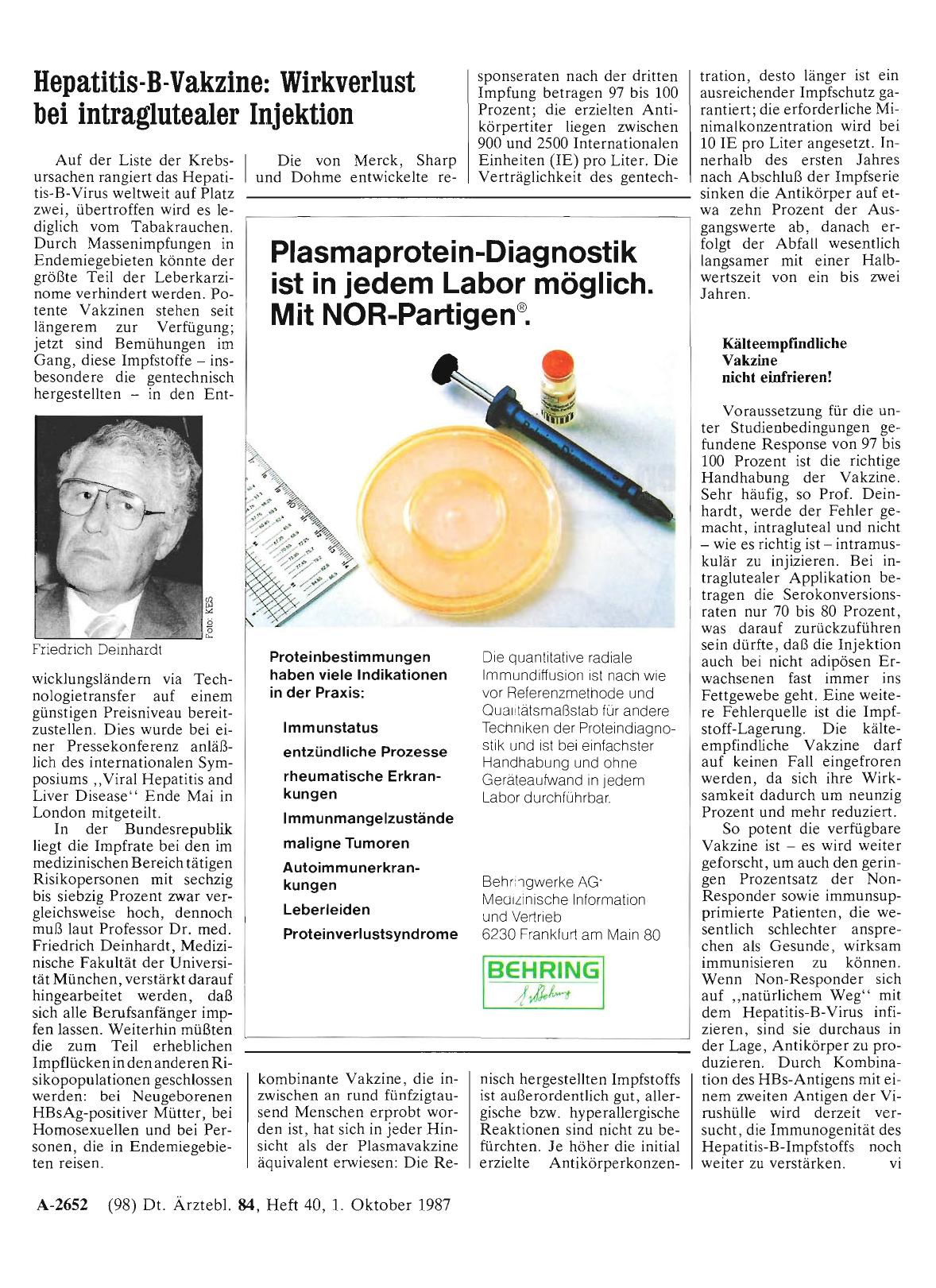 Vorschauseite 1: Hepatitis-B-Vakzine: Wirkverlust bei intraglutealer Injektion
