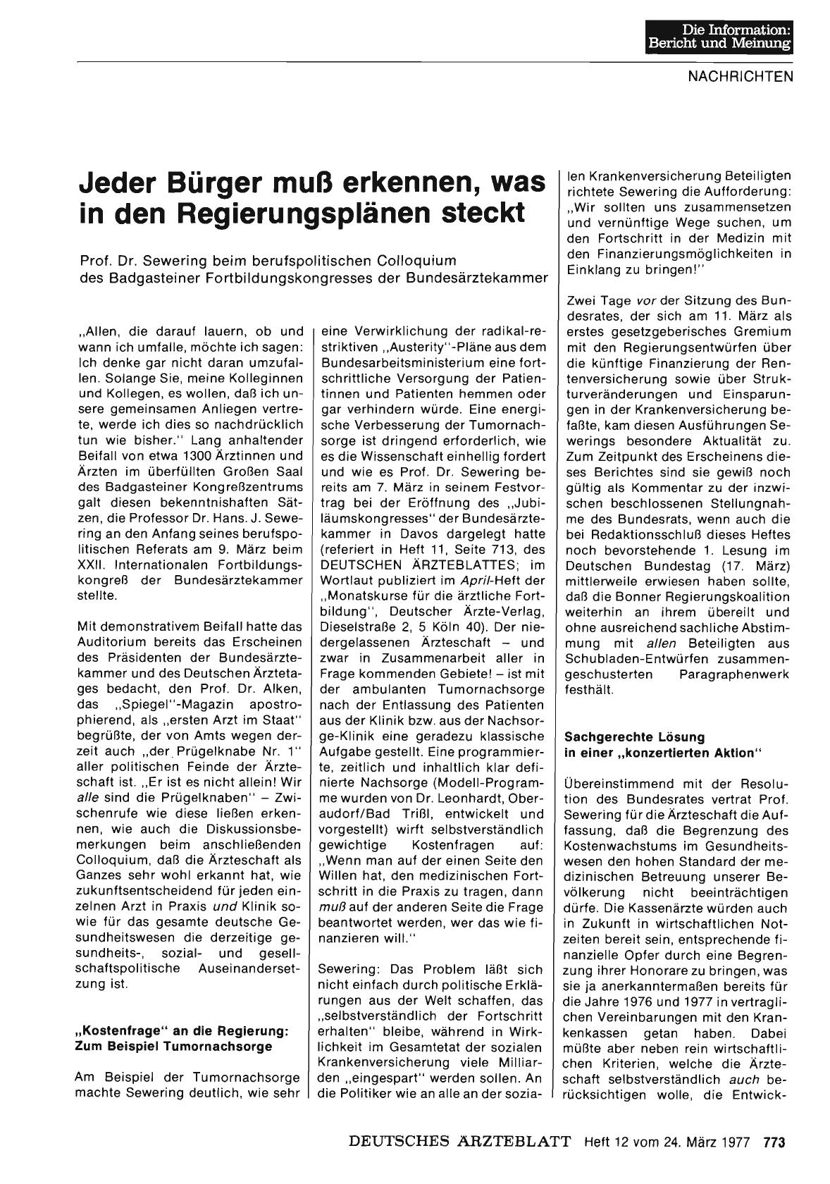 Vorschauseite 1: Jeder Bürger muß erkennen, was in den Regierungsplänen steckt