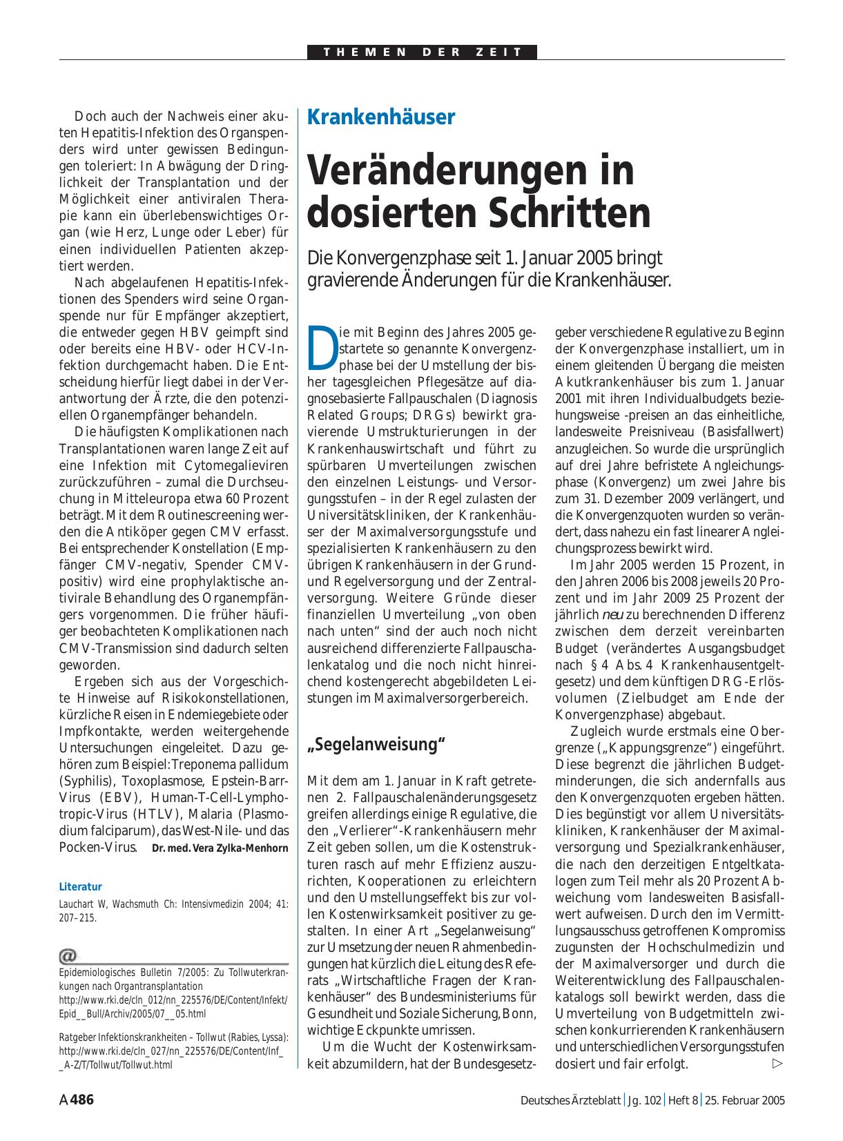 Vorschauseite 1: Krankenhäuser: Veränderungen in dosierten Schritten