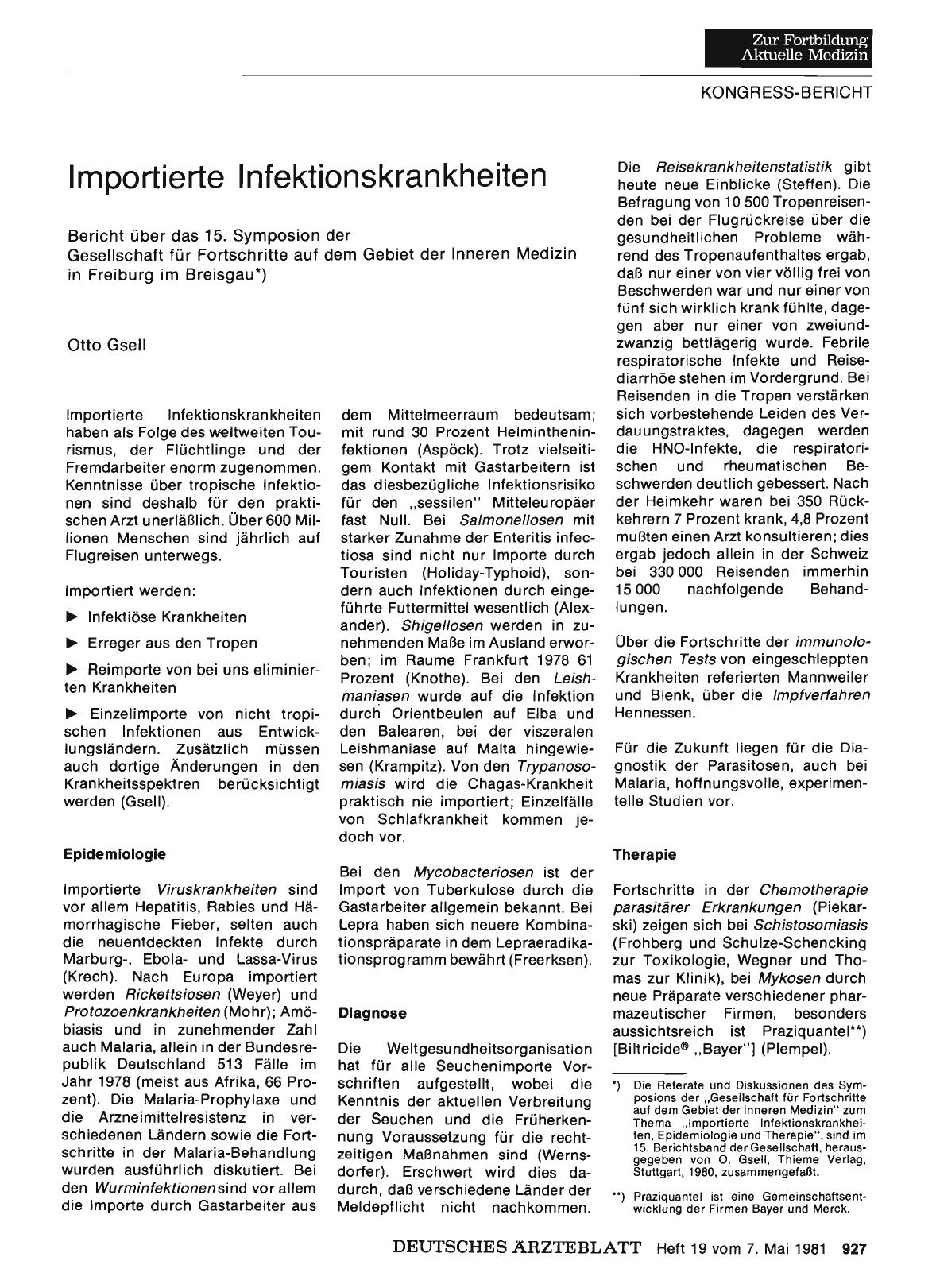 Vorschauseite 1: Importierte Infektionskrankheiten