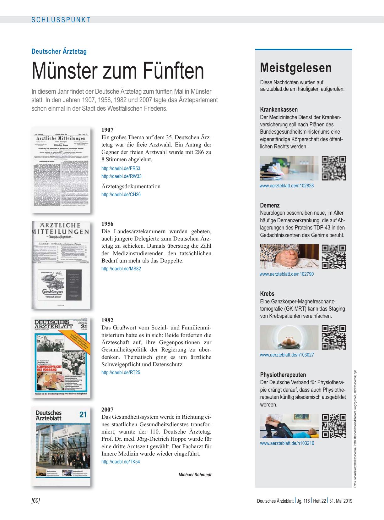 Vorschauseite 1: Deutscher Ärztetag: Münster zum Fünften