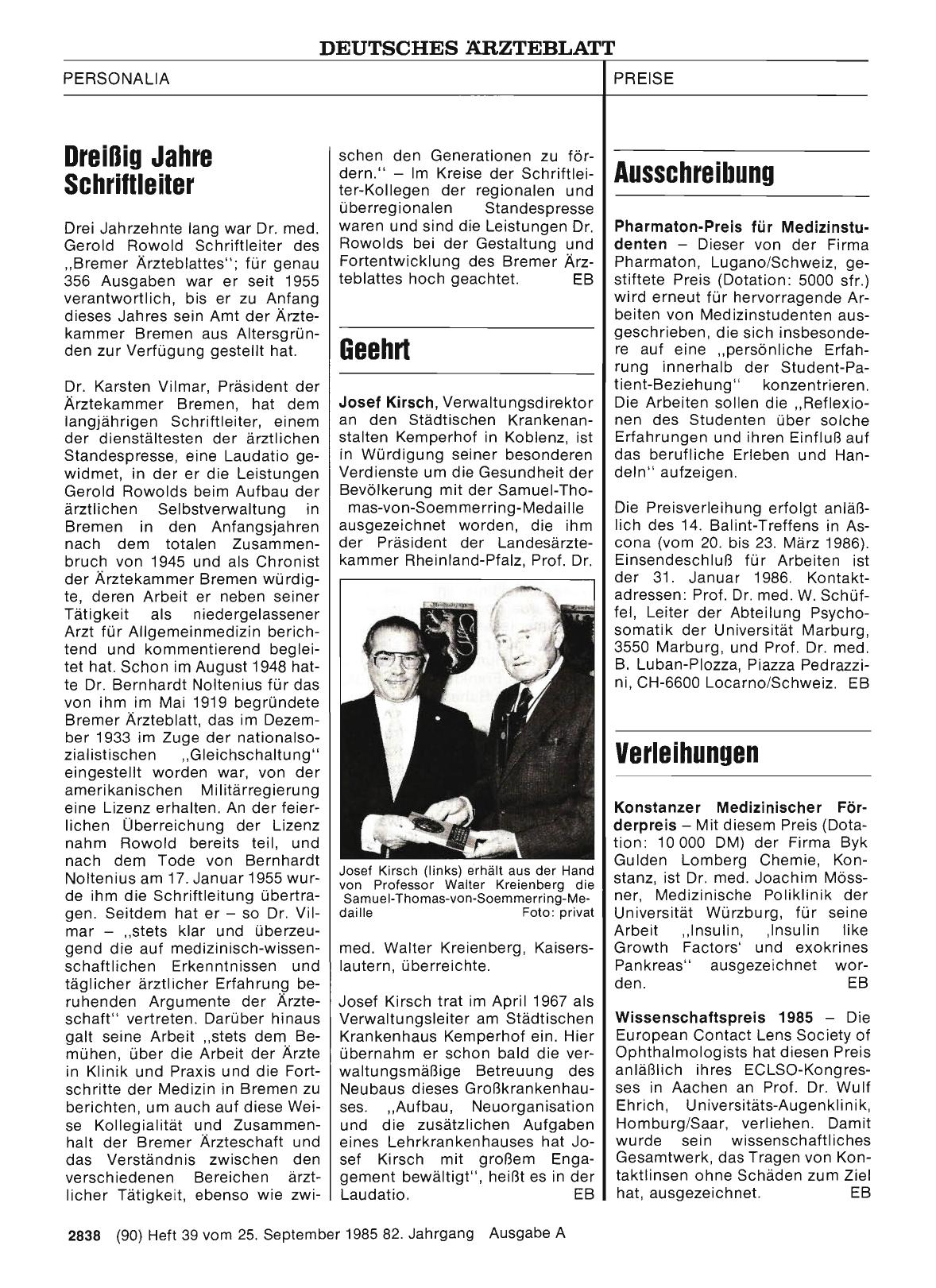 Vorschauseite 1: PREISE: Verleihungen