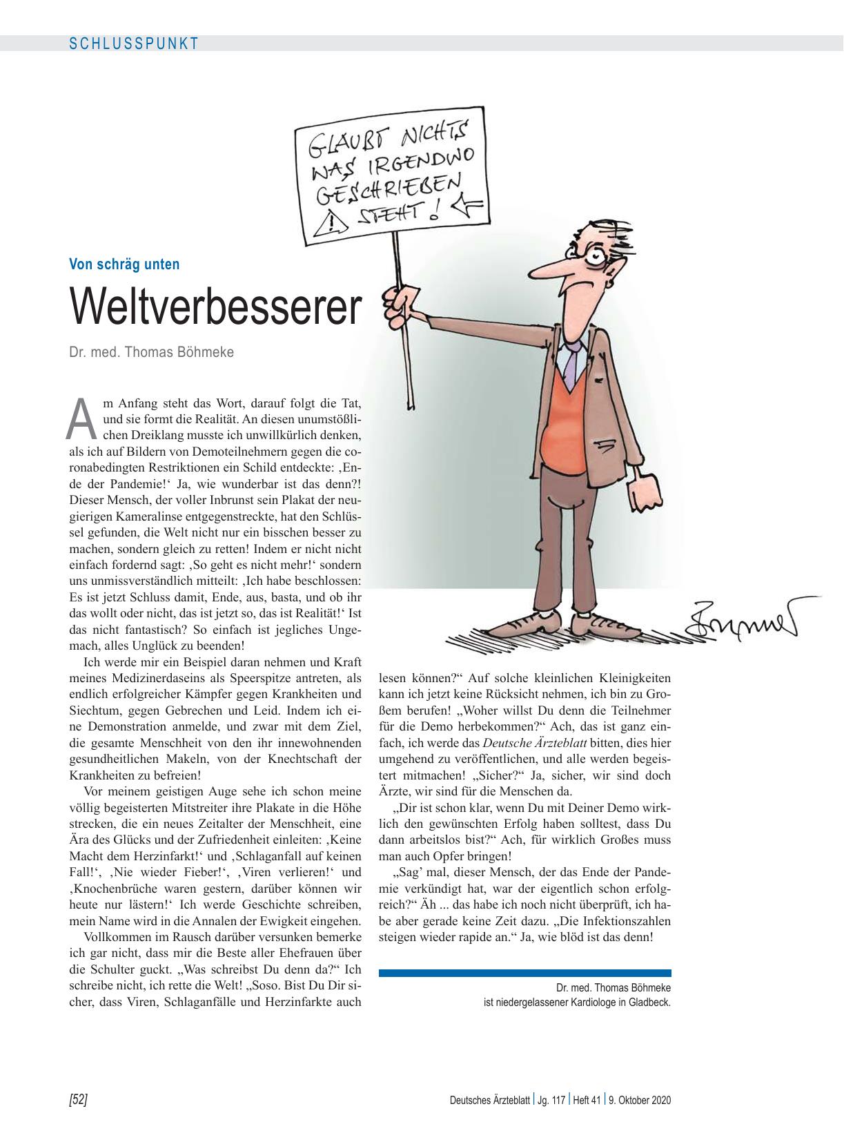 Vorschauseite 1: Von schräg unten: Weltverbesserer