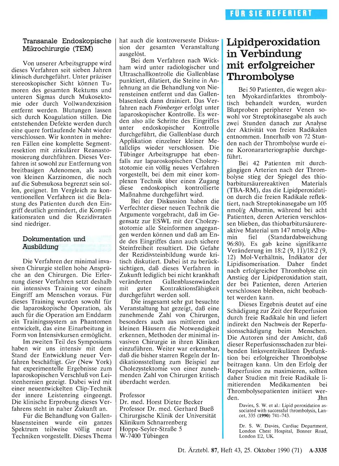Vorschauseite 1: Lipidperoxidation in Verbindung mit erfolgreicher Thrombolyse
