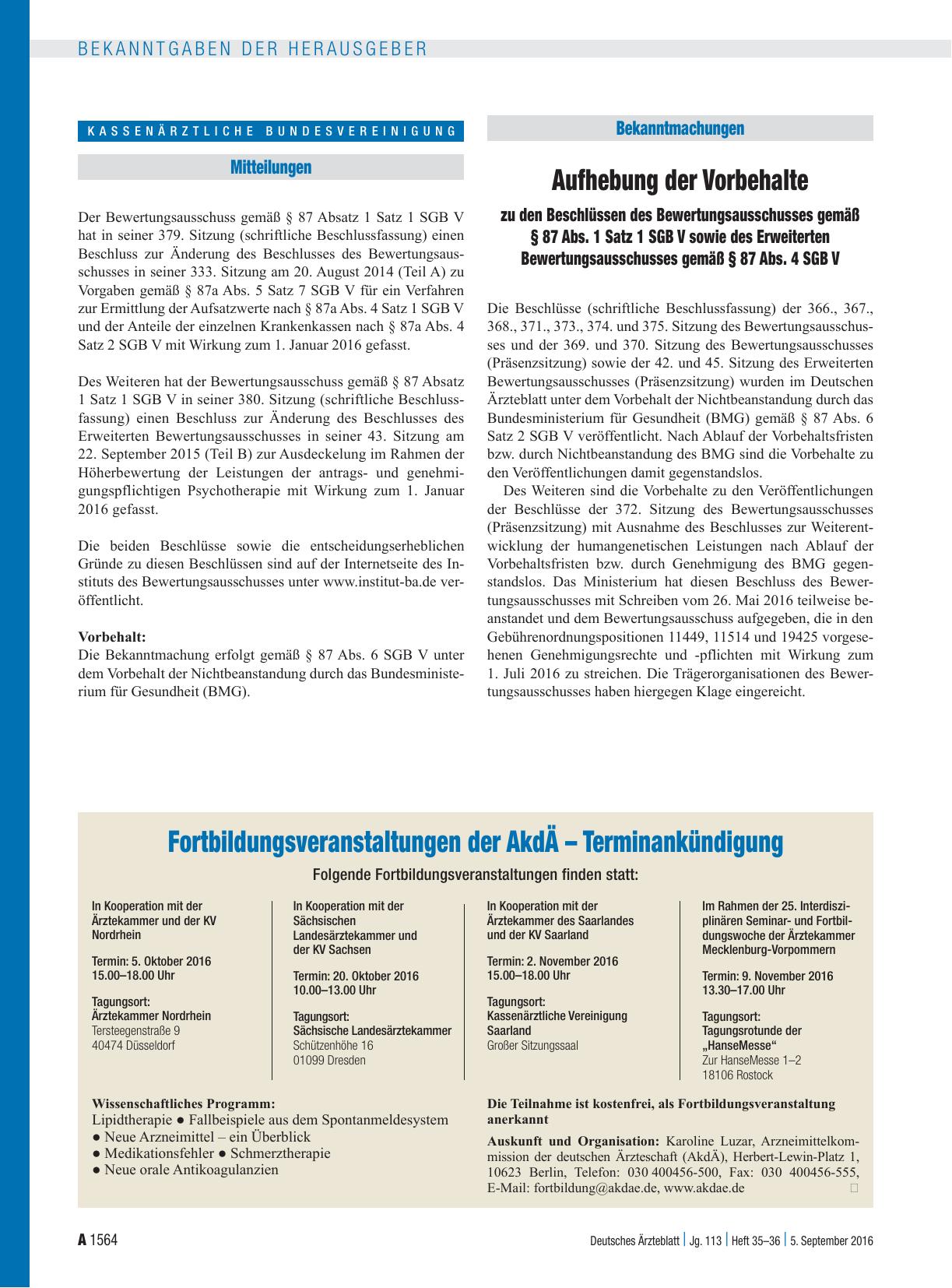 Vorschauseite 1: Bekanntmachungen