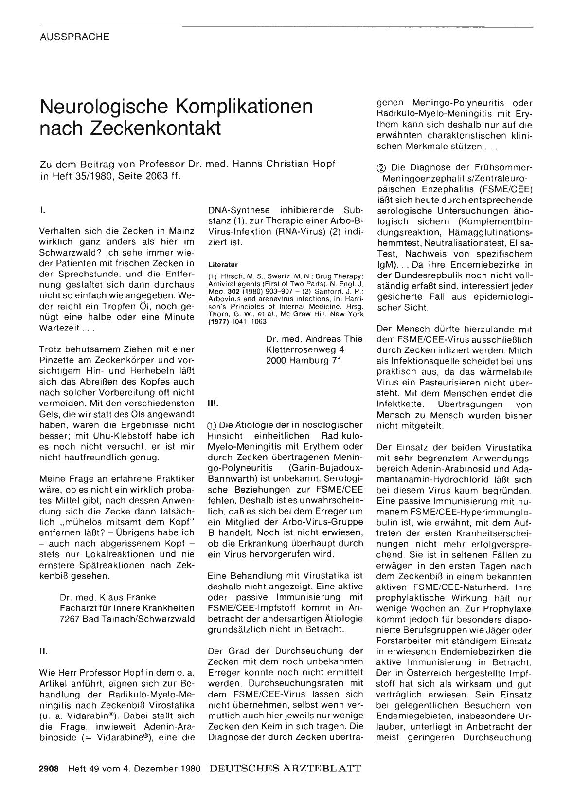 Vorschauseite 1: Neurologische Komplikationen nach Zeckenkontakt: Stellungnahme III.