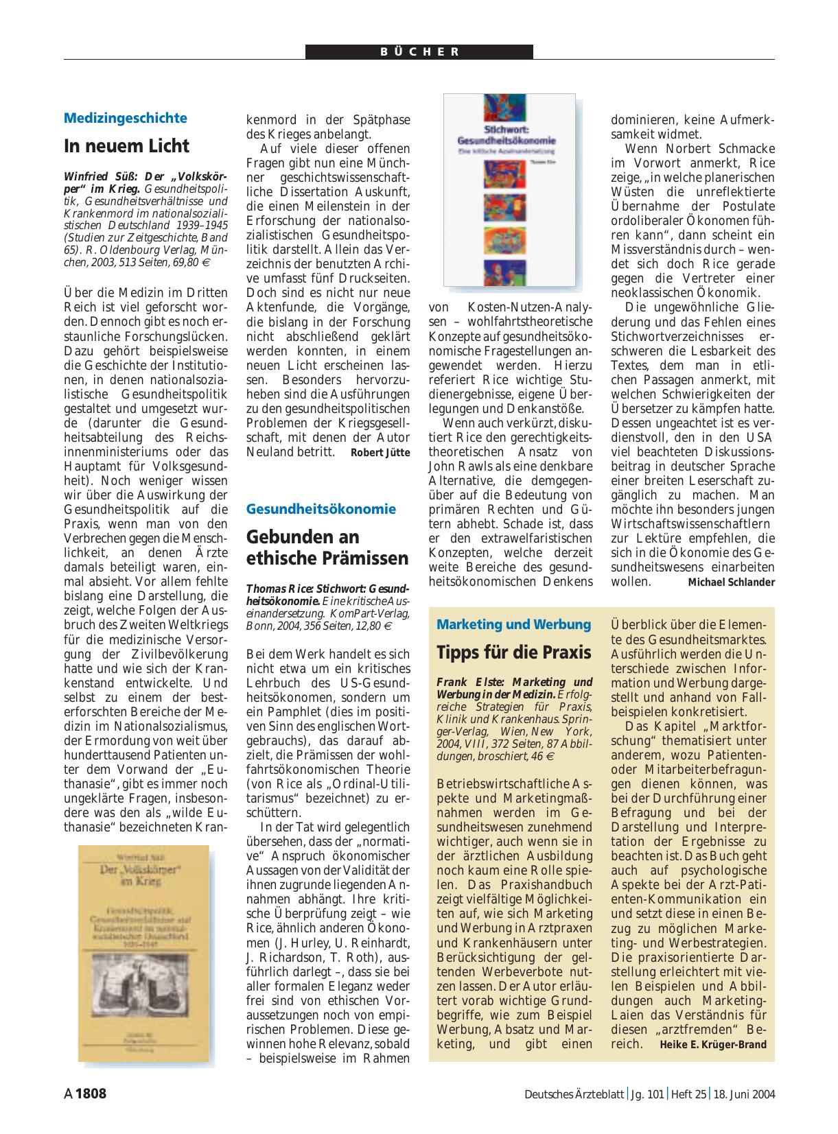 Vorschauseite 1: Marketing und Werbung in der Medizin