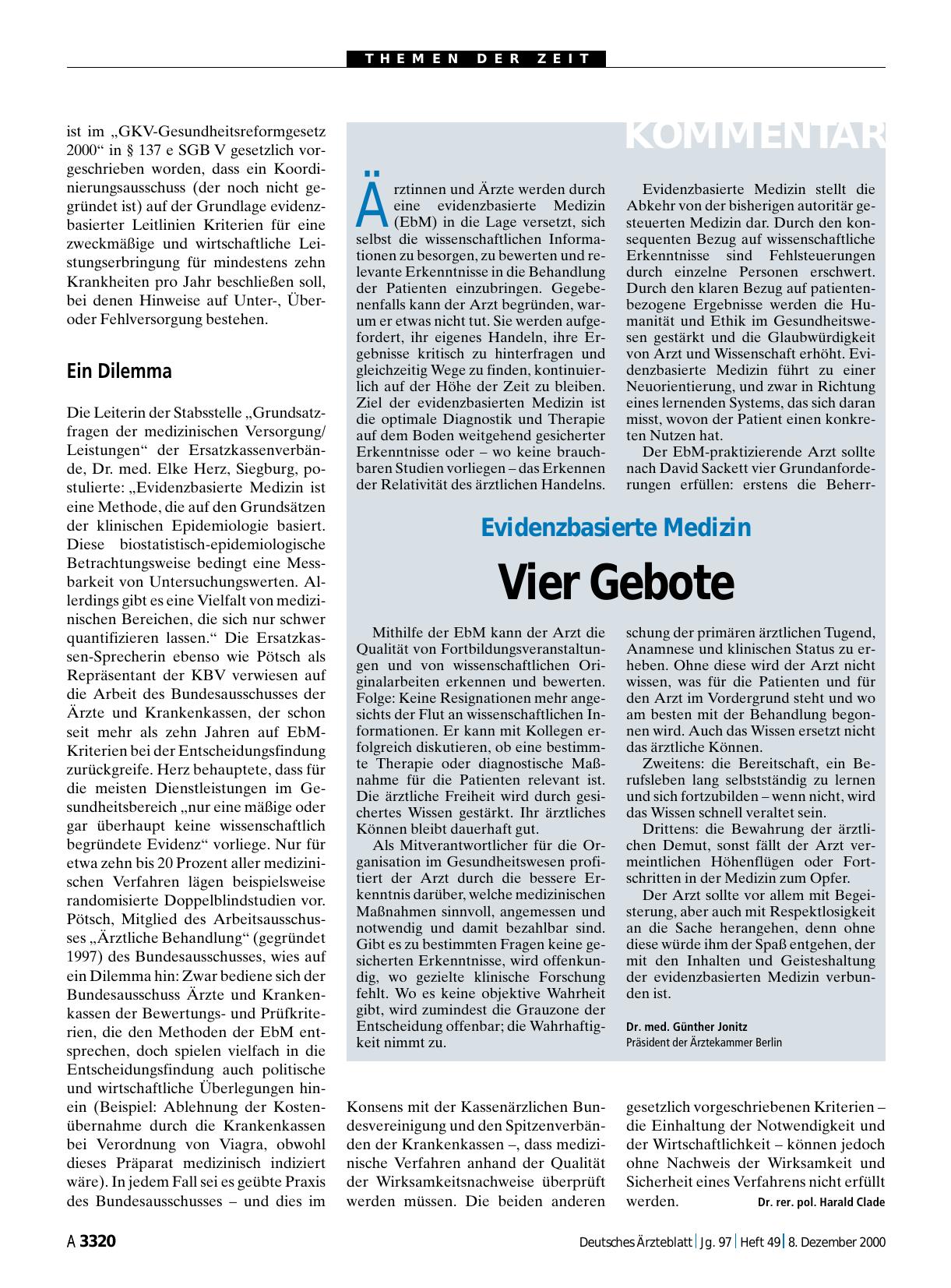 Vorschauseite 1: Evidenzbasierte Medizin: Vier Gebote