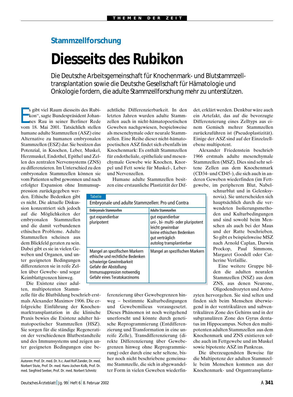 Vorschauseite 1: Stammzellforschung: Diesseits des Rubikon
