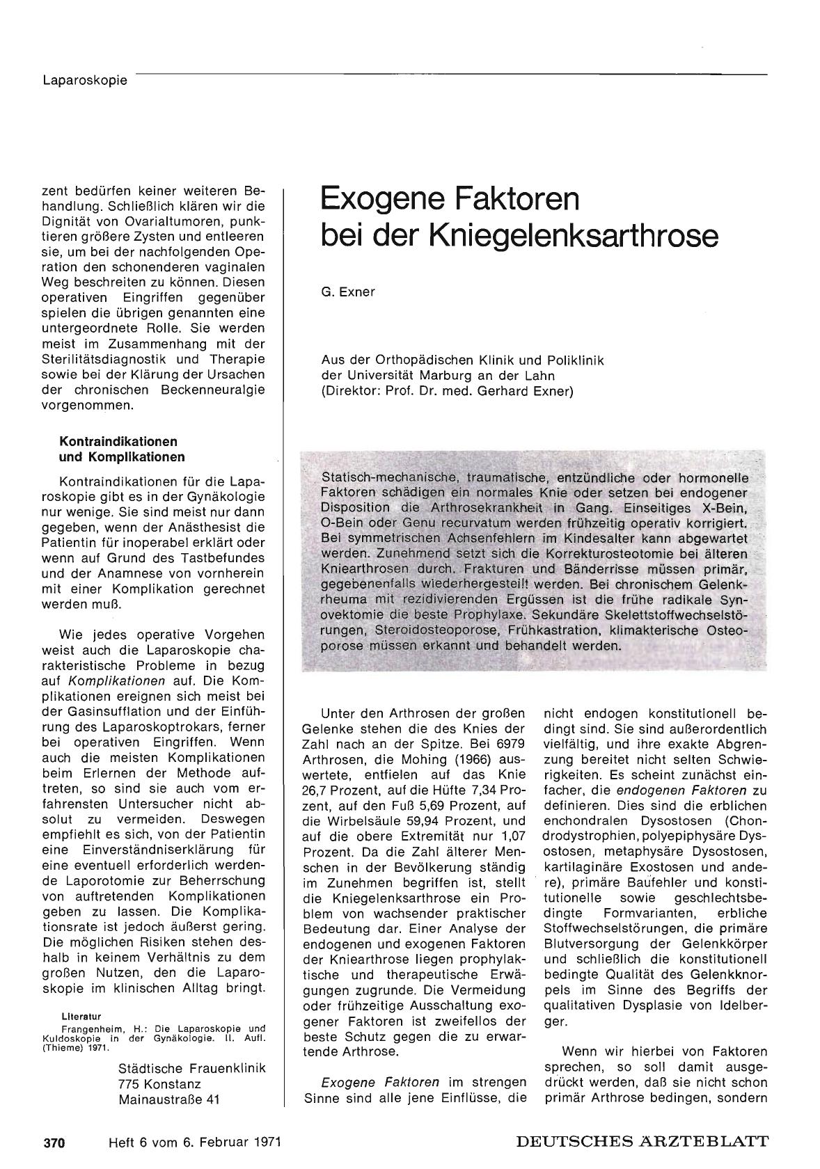 Vorschauseite 1: Exogene Faktoren bei der Kniegelenksarthrose