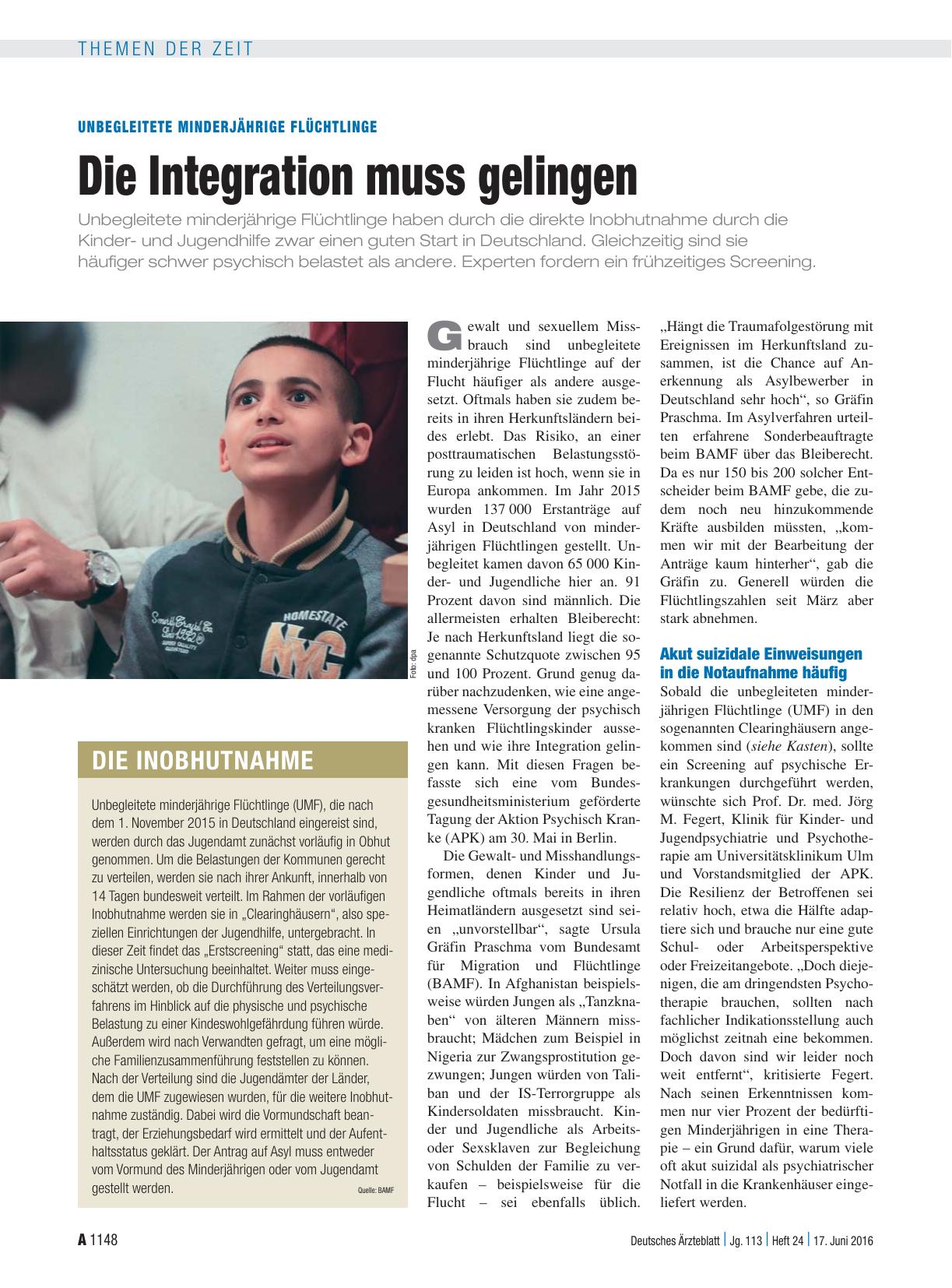 Vorschauseite 1: Unbegleitete Minderjährige Flüchtlinge: Die Integration muss gelingen