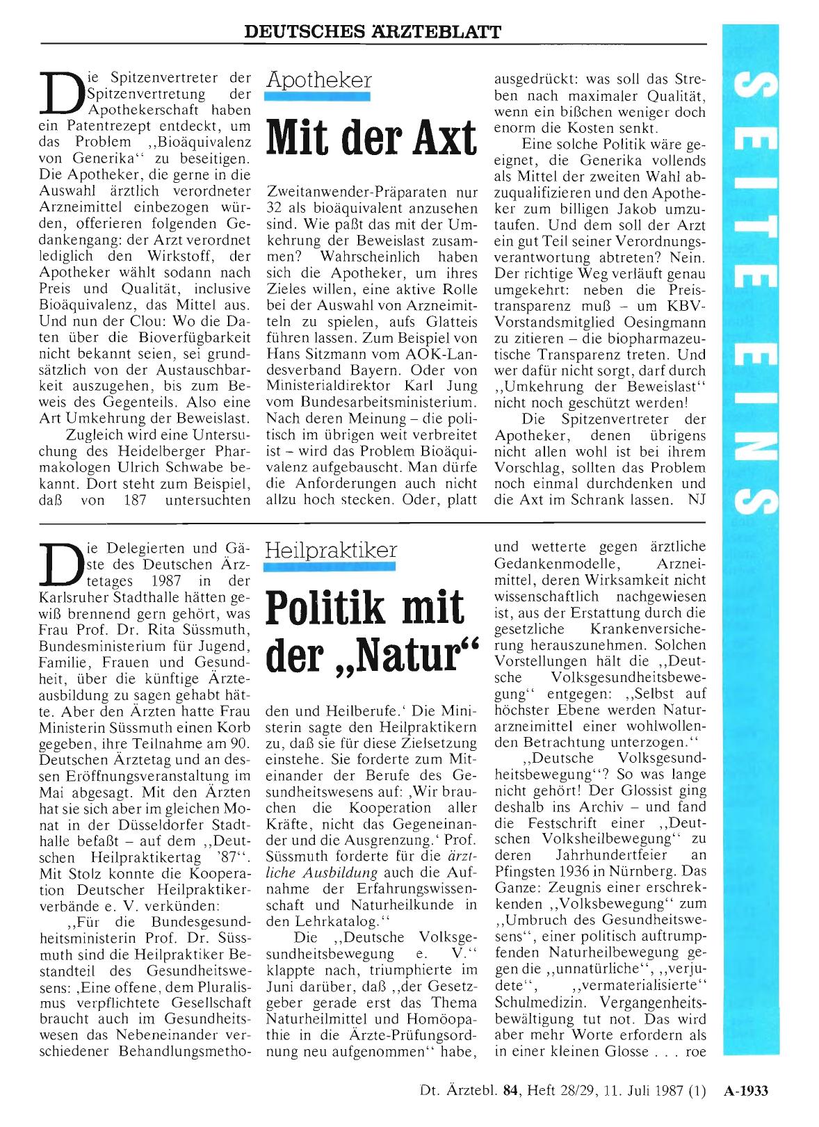 Vorschauseite 1: Heilpraktiker: Politik mit der „Natur“
