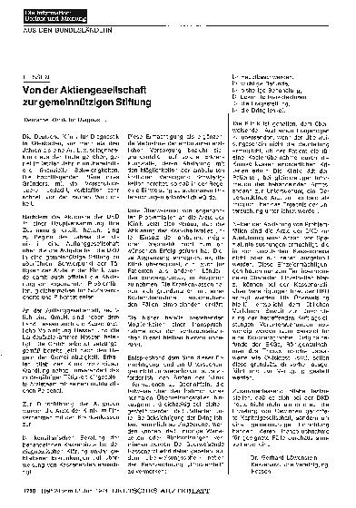 Vorschauseite 1: Hessen: Von der Aktiengesellschaft zur gemeinnützigen Stiftung