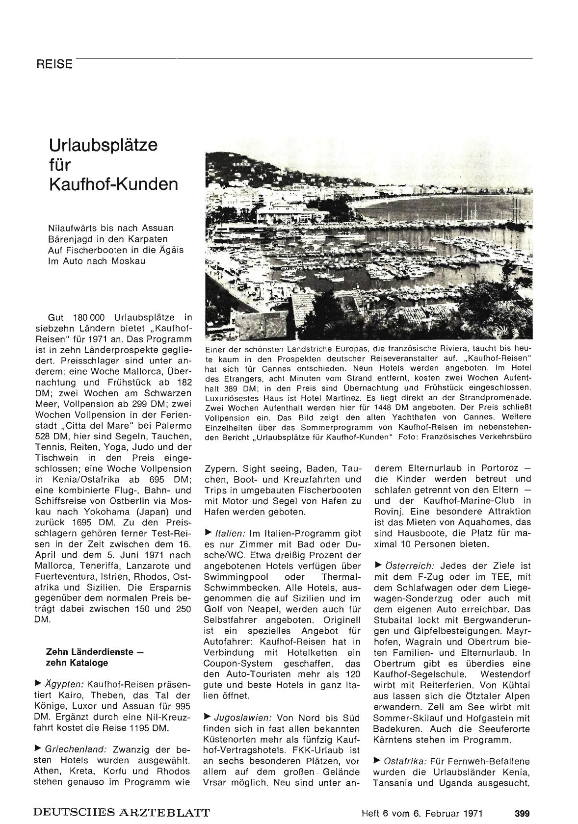 Vorschauseite 1: Urlaubsplätze für Kaufhof-Kunden