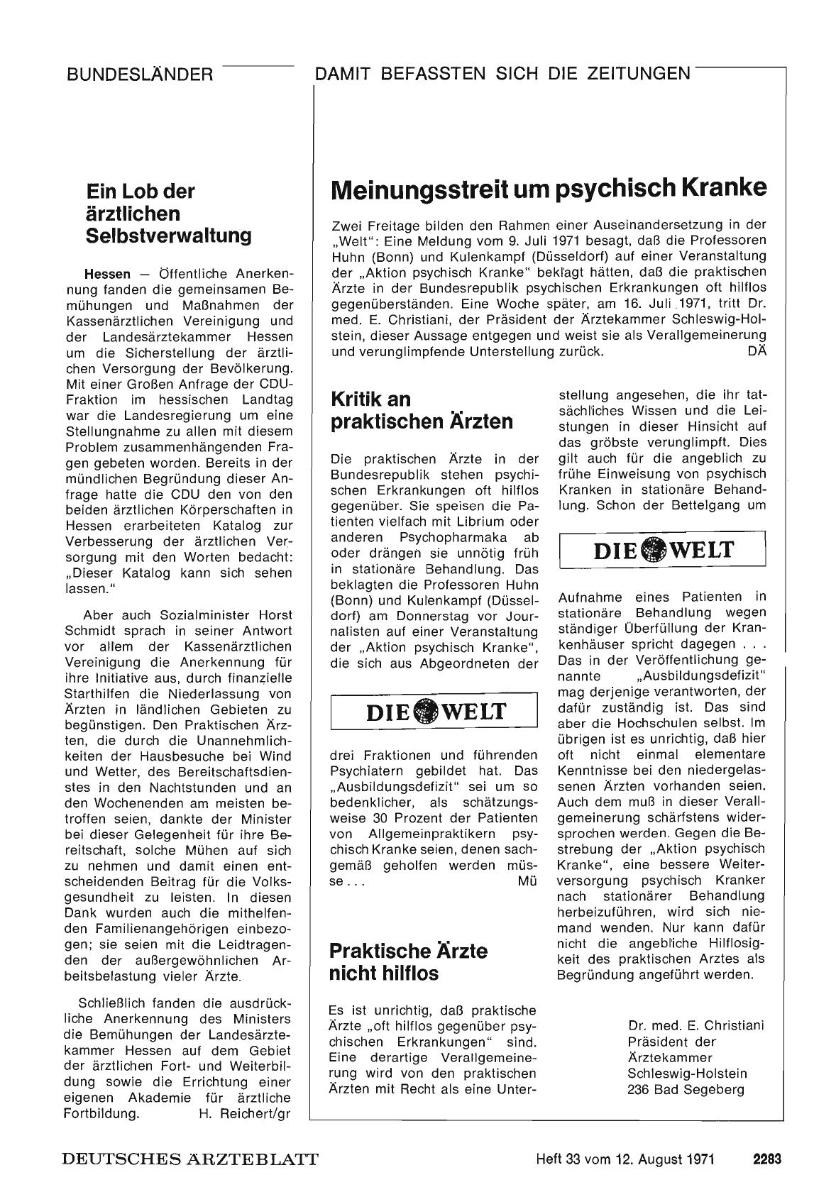 Vorschauseite 1: Meinungsstreit um psychisch Kranke
