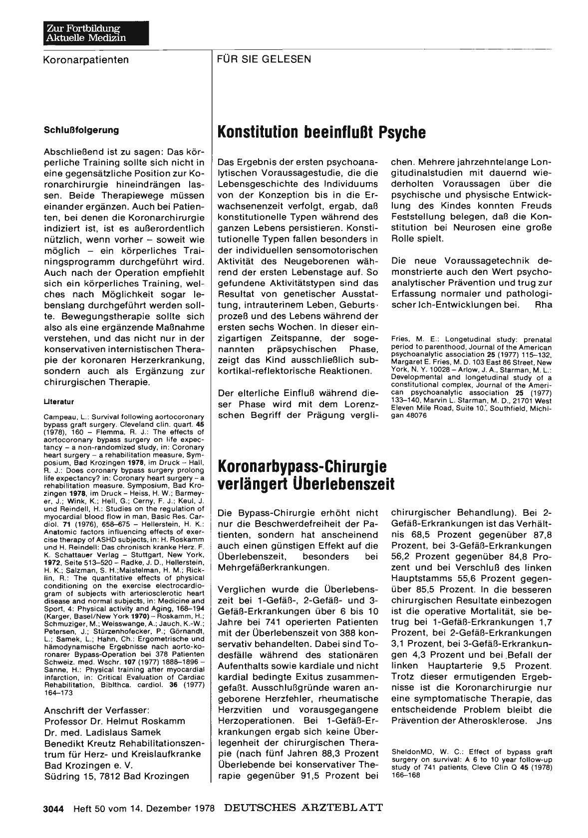Vorschauseite 1: Konstitution beeinflußt Psyche