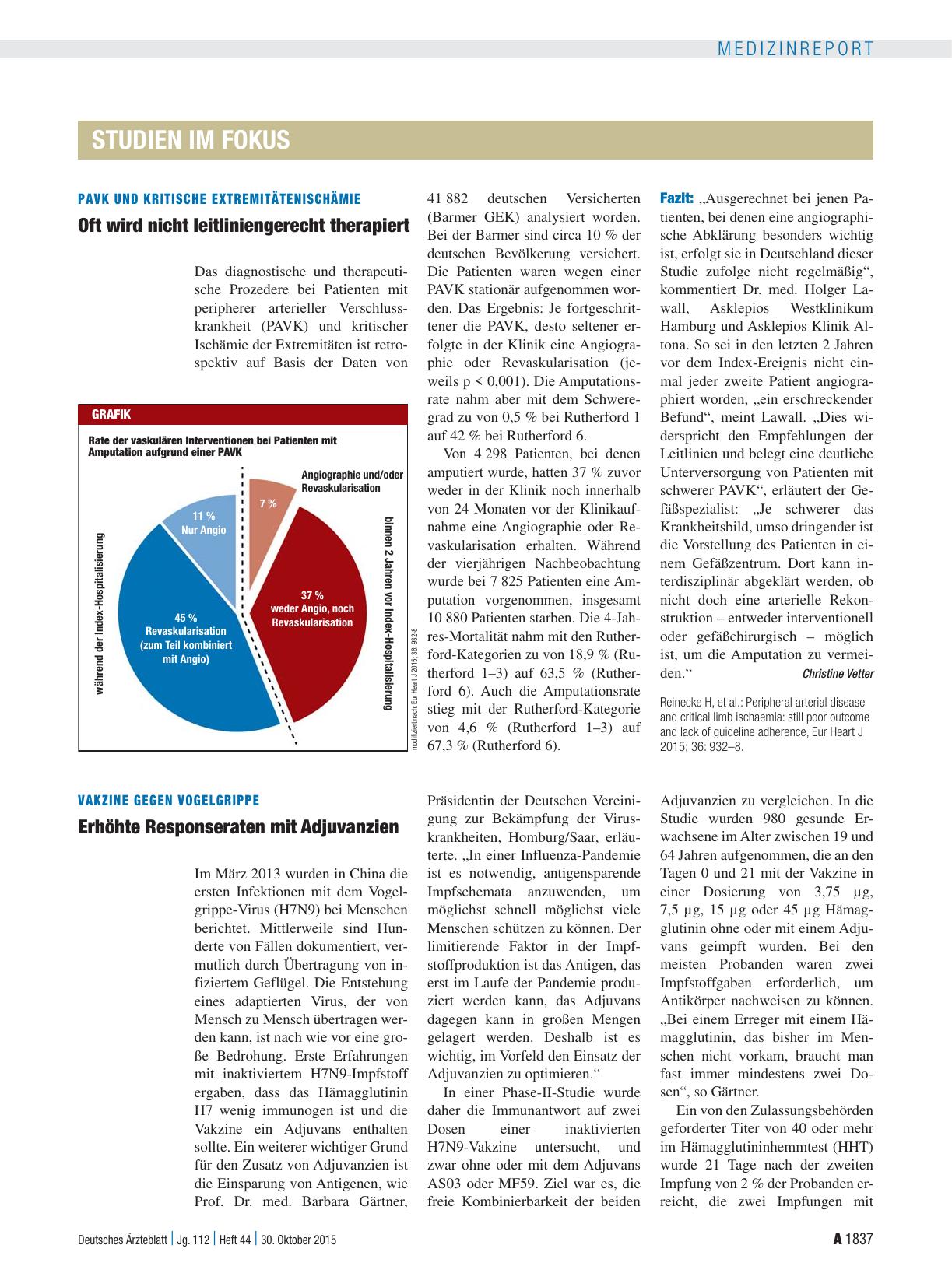 Vorschauseite 1: PAVK und kritische Extremitätenischämie: Oft wird nicht leitliniengerecht therapiert