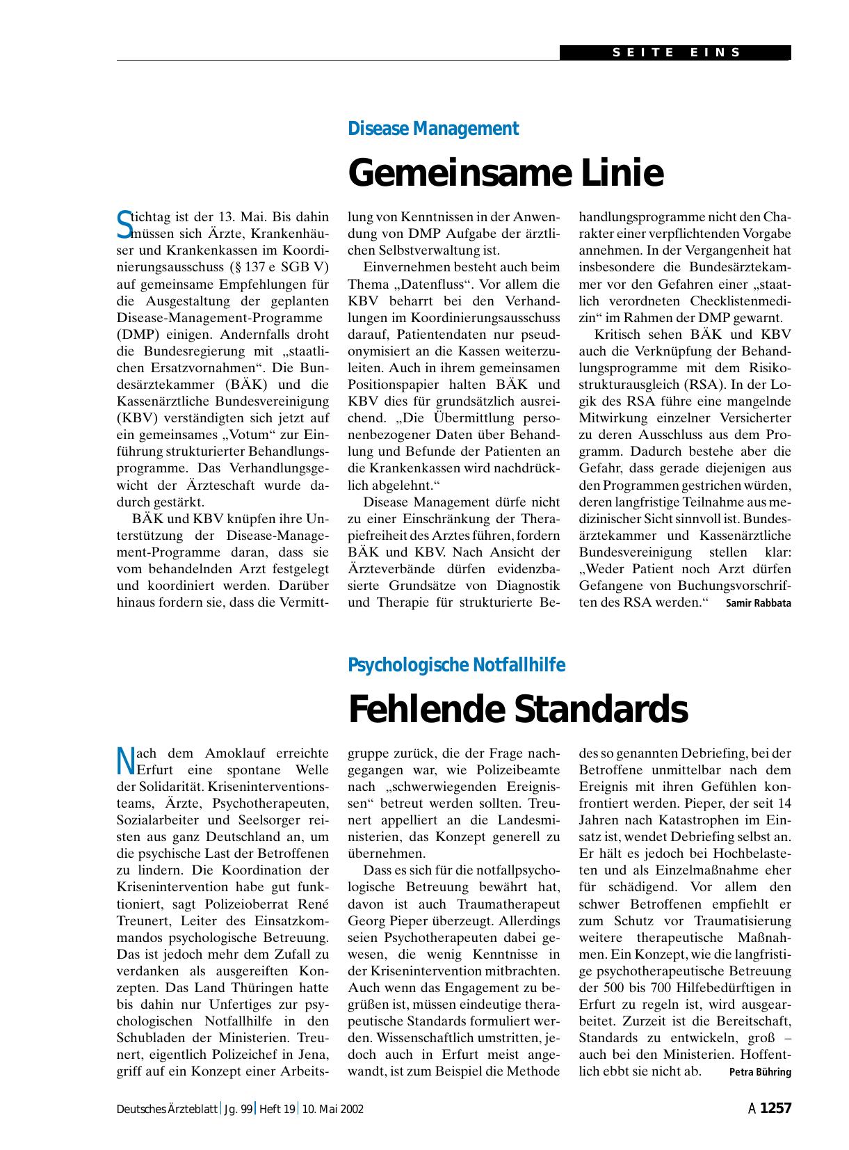 Vorschauseite 1: Disease Management: Gemeinsame Linie
