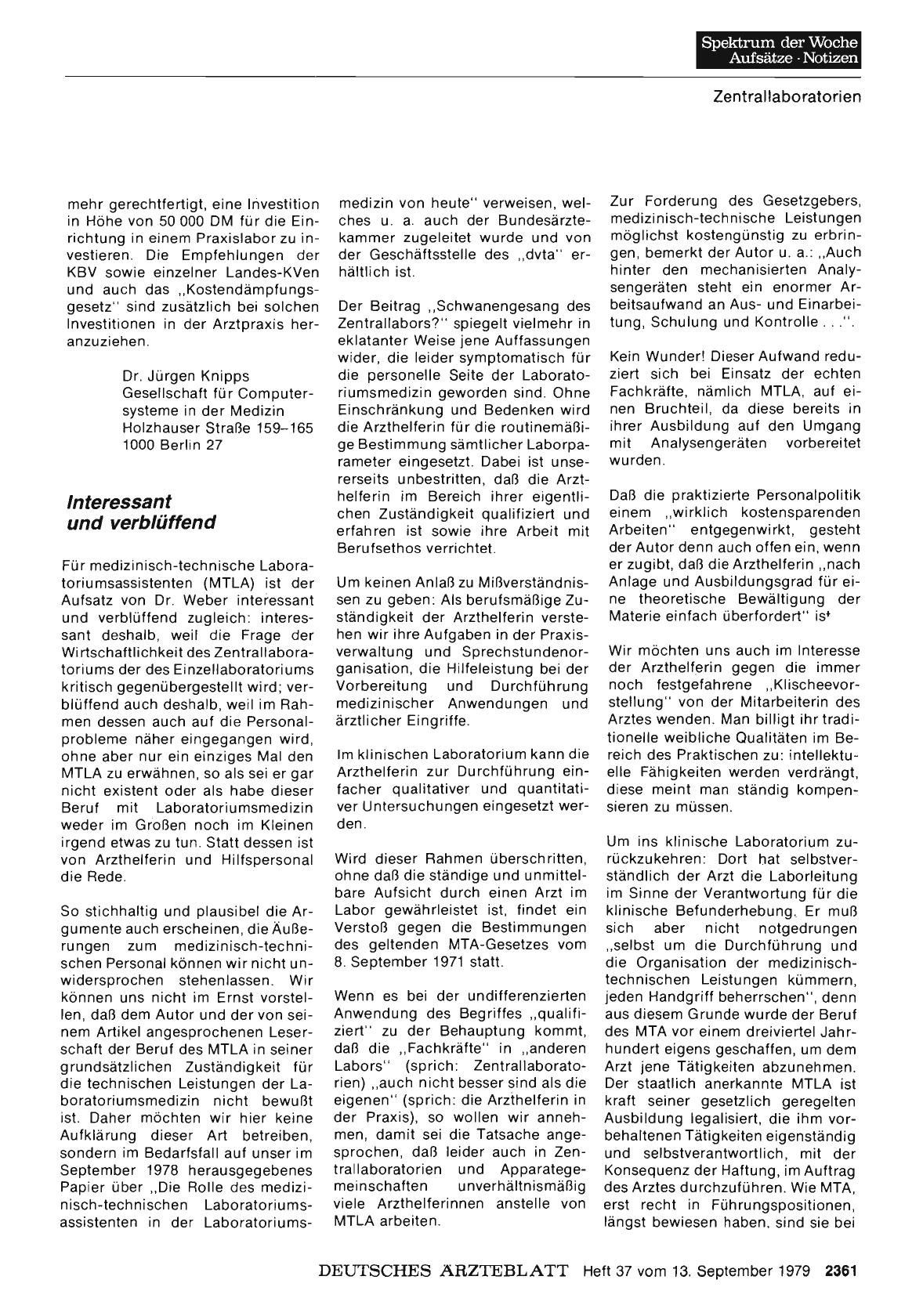 Vorschauseite 1: Schwanengesang des Zentral Iabors? : Interessant und verblüffend