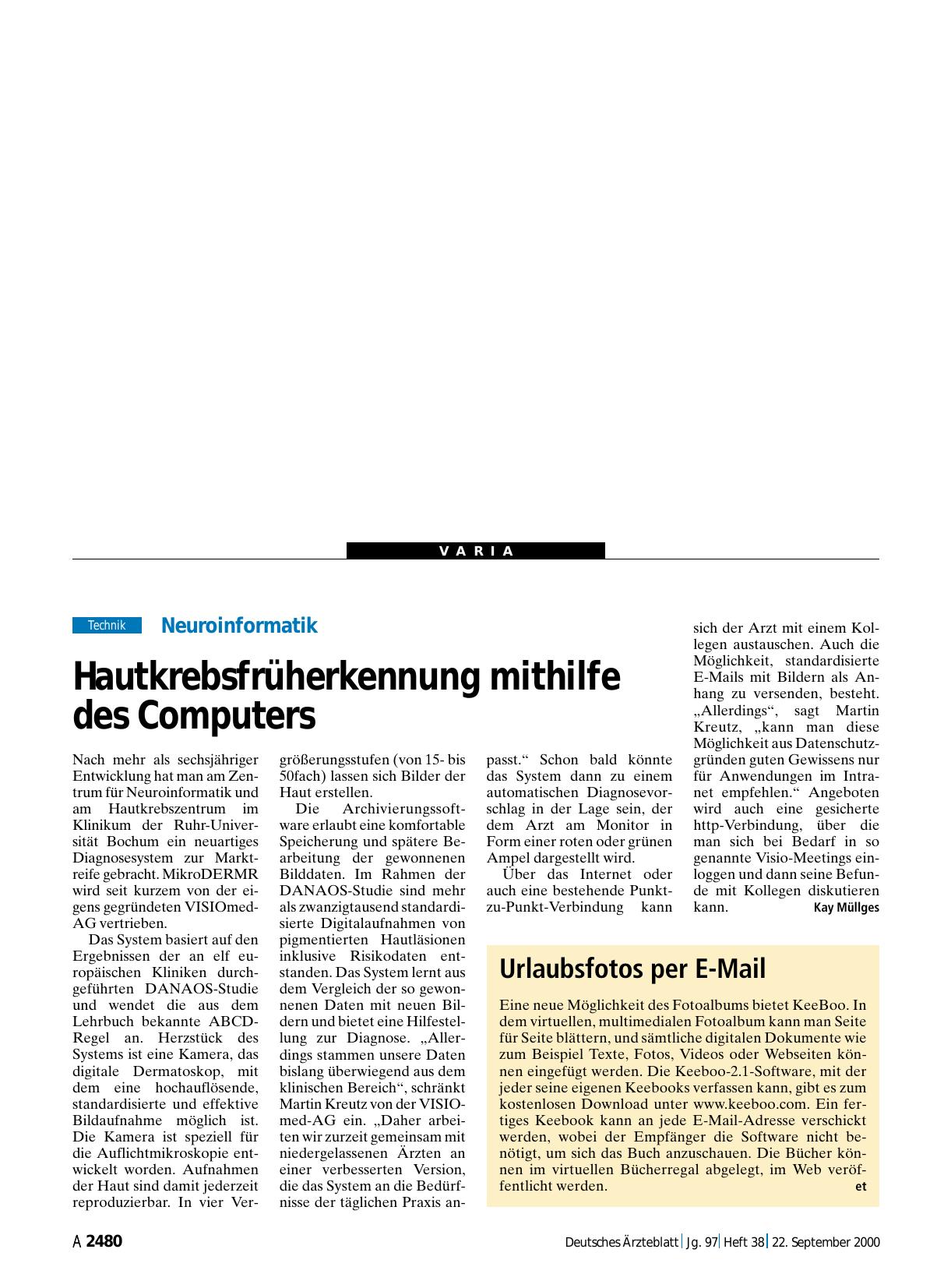 Vorschauseite 1: Neuroinformatik: Hautkrebsfrüherkennung mithilfe des Computers