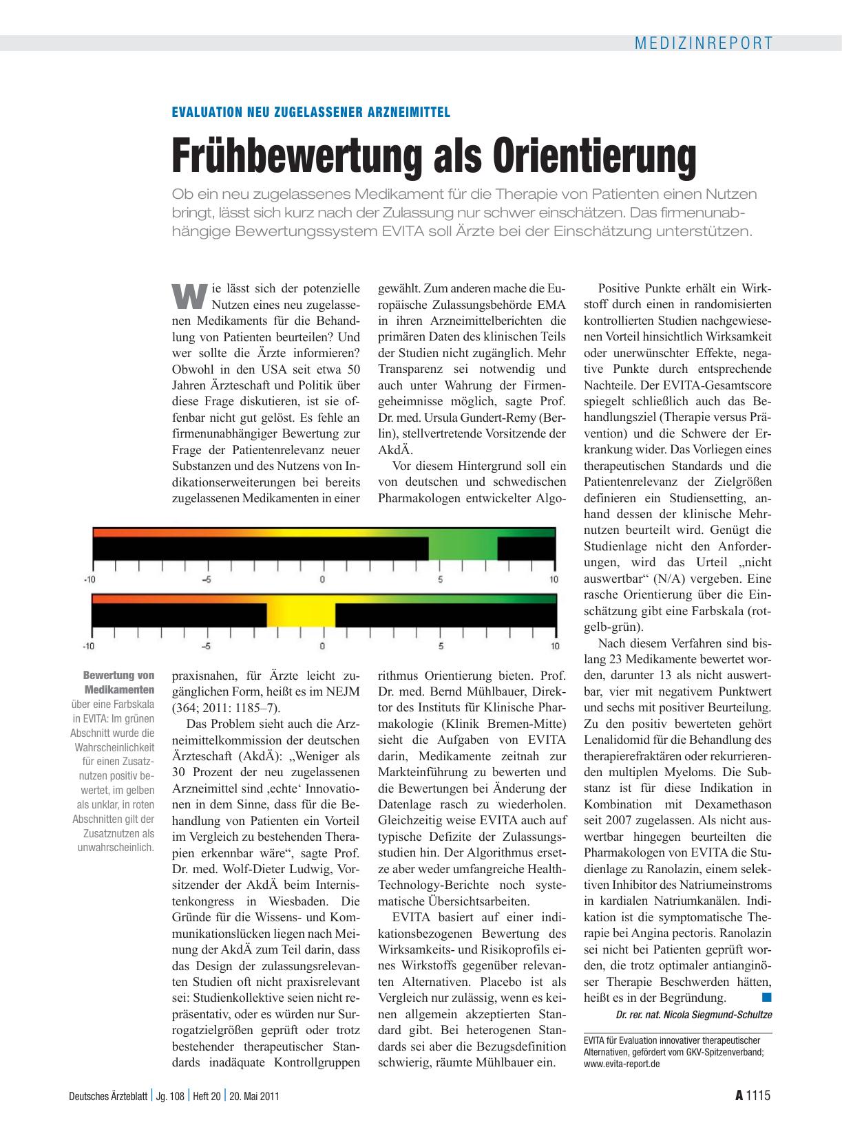 Vorschauseite 1: Evaluation neu zugelassener Arzneimittel: Frühbewertung als Orientierung