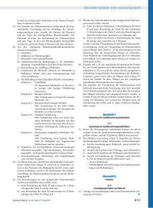 Vorschauseite 5: Neufassung der Mammographie-Vereinbarung nach § 135 Abs. 2 SGB V – Vereinbarung von Qualitätssicherungsmaßnahmen nach § 135 Abs. 2 SGB V zur kurativen Mammographie (Mammographie-V…
