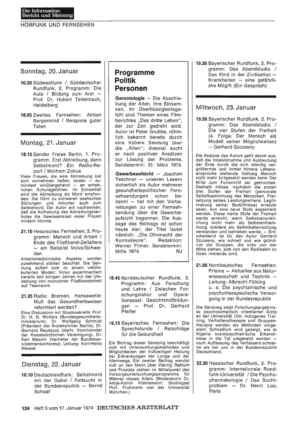 Vorschauseite 1: Programme, Politik, Personen
