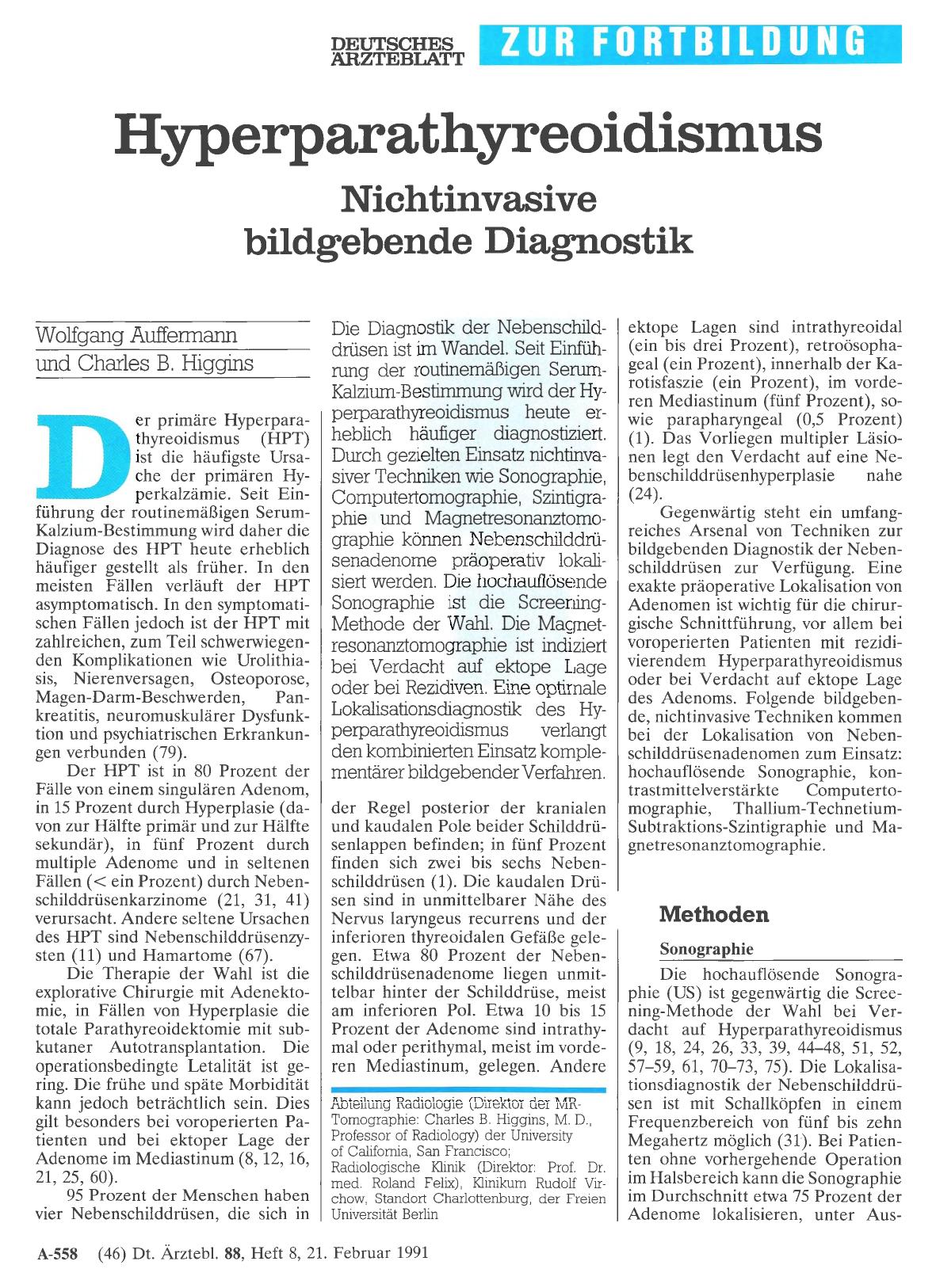 Vorschauseite 1: Hyperparathyreoidismus: Nichtinvasive bildgebende Diagnostik