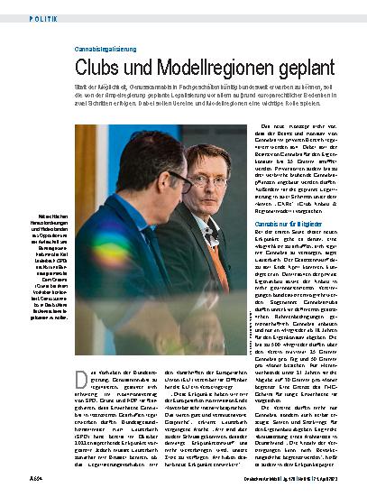 Vorschauseite 1: Cannabislegalisierung: Clubs und Modellregionen geplant