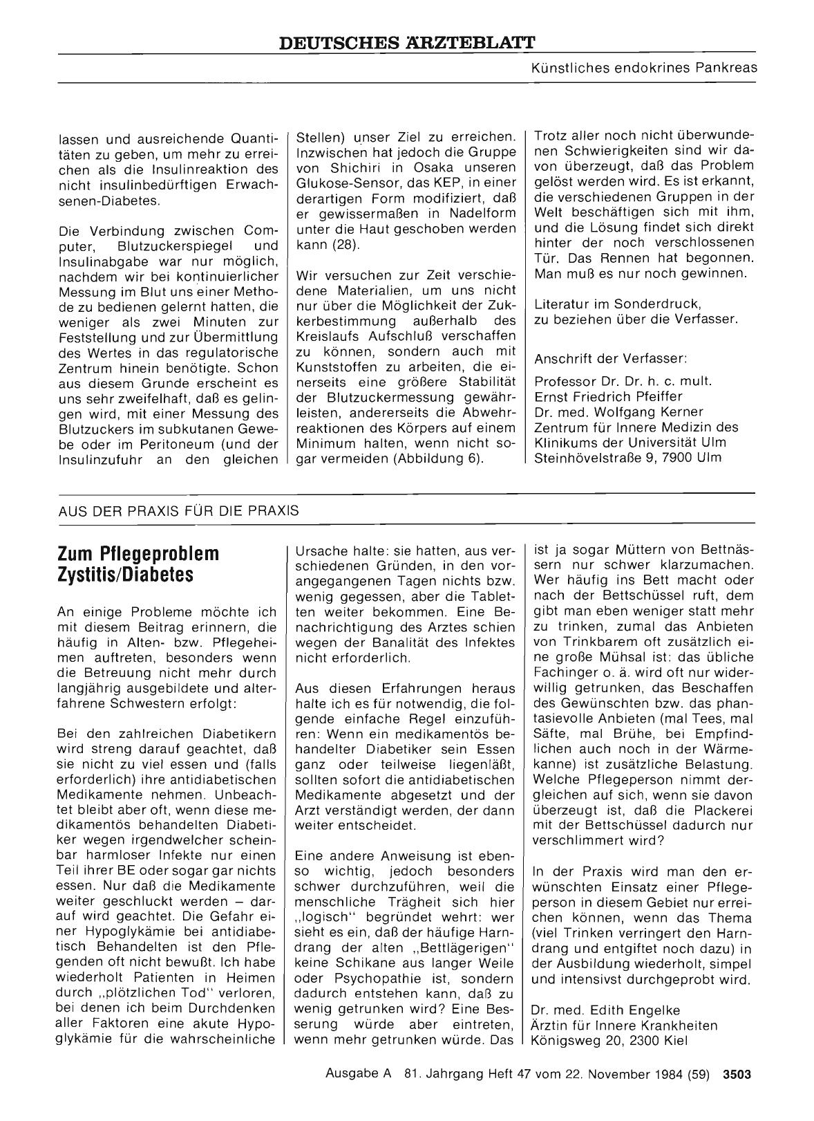 Vorschauseite 1: Zum Pflegeproblem Zystitis/Diabetes