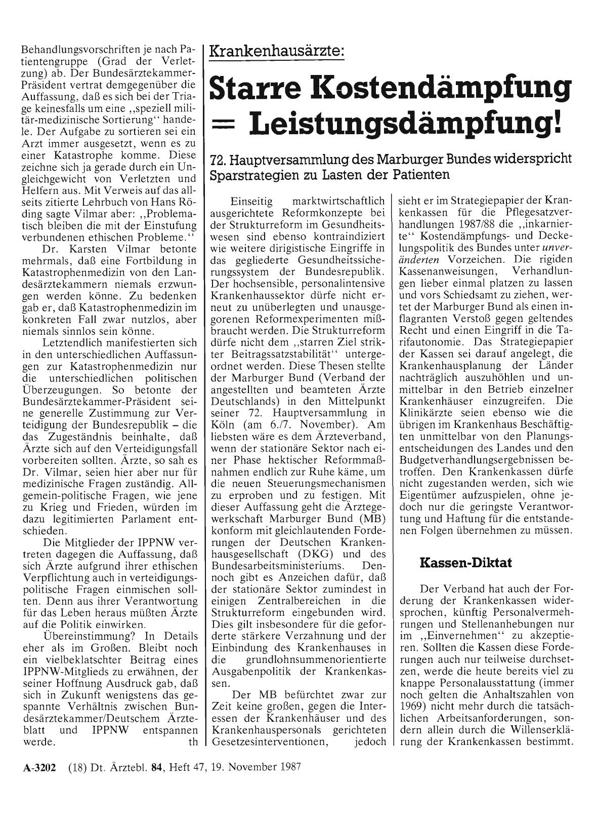 Vorschauseite 1: Krankenhausärzte: Starre Kostendämpfung = Leistungsdämpfung!
