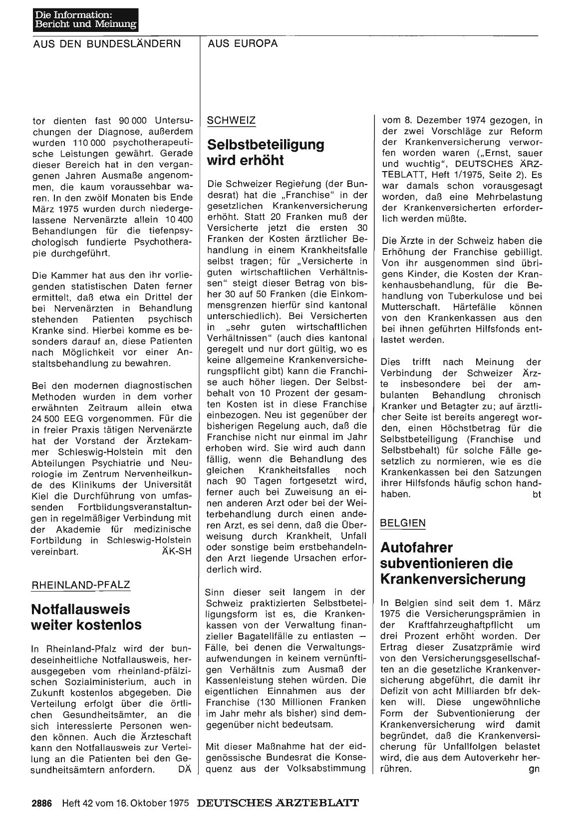 Vorschauseite 1: RHEINLAND-PFALZ: Notfallausweis weiter kostenlos