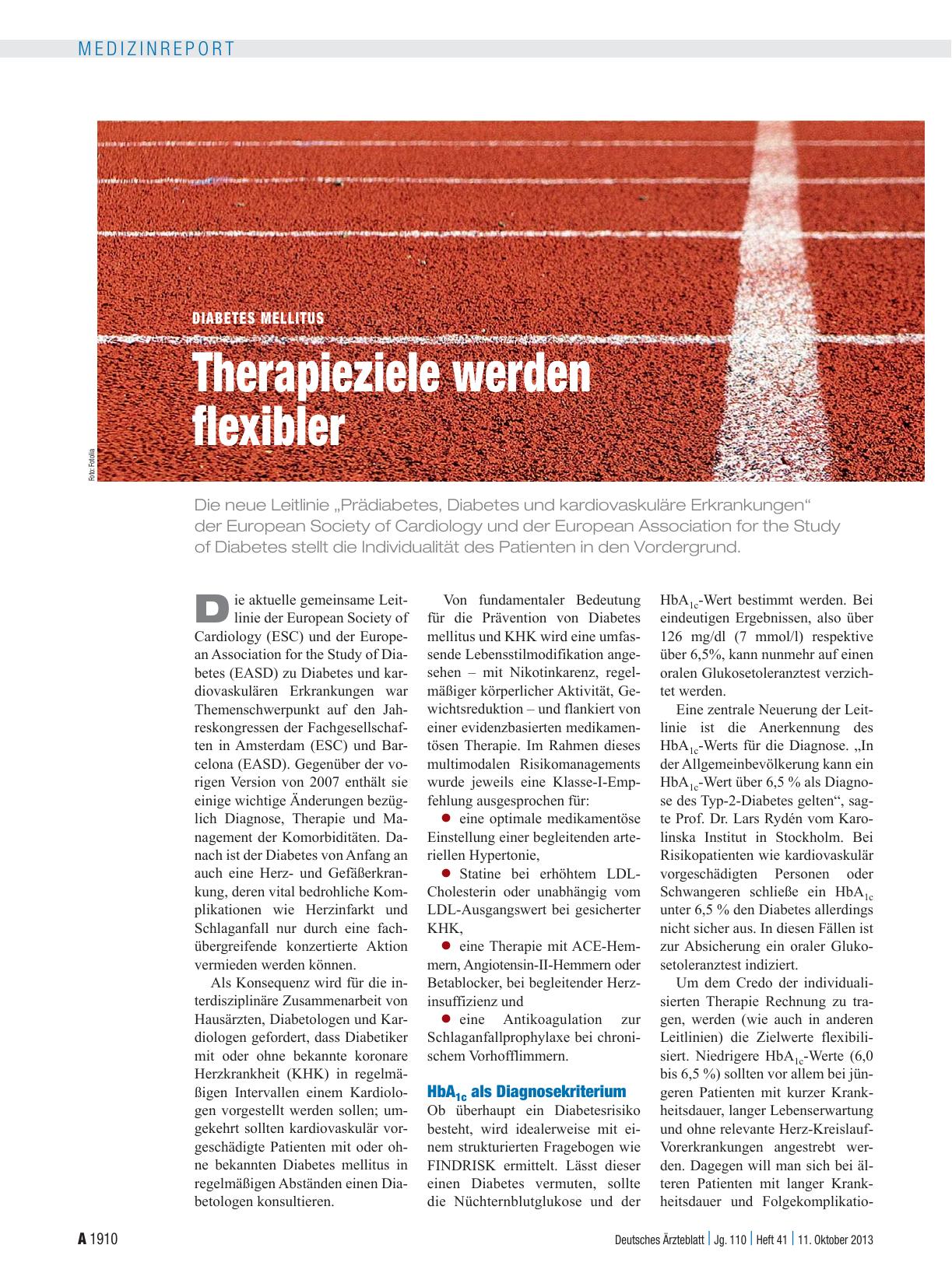 Vorschauseite 1: Diabetes Mellitus: Therapieziele werden flexibler