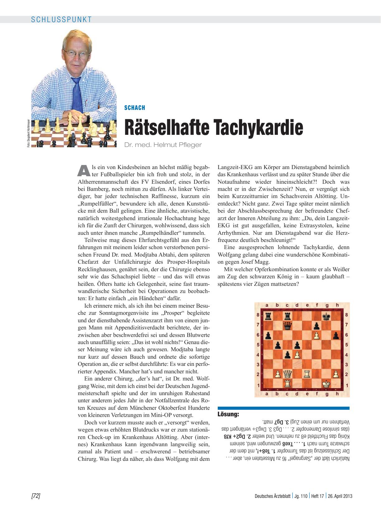 Vorschauseite 1: Schach: Rätselhafte Tachykardie