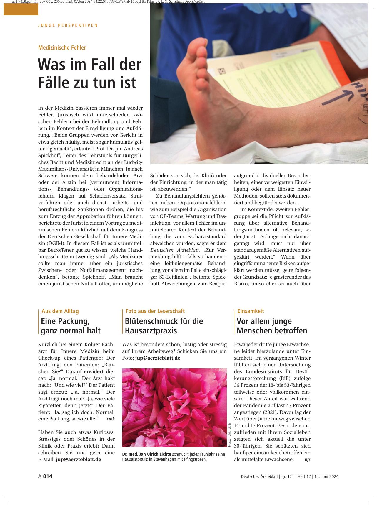 Vorschauseite 1: Foto aus der Leserschaft: Blütenschmuck für die Hausarztpraxis