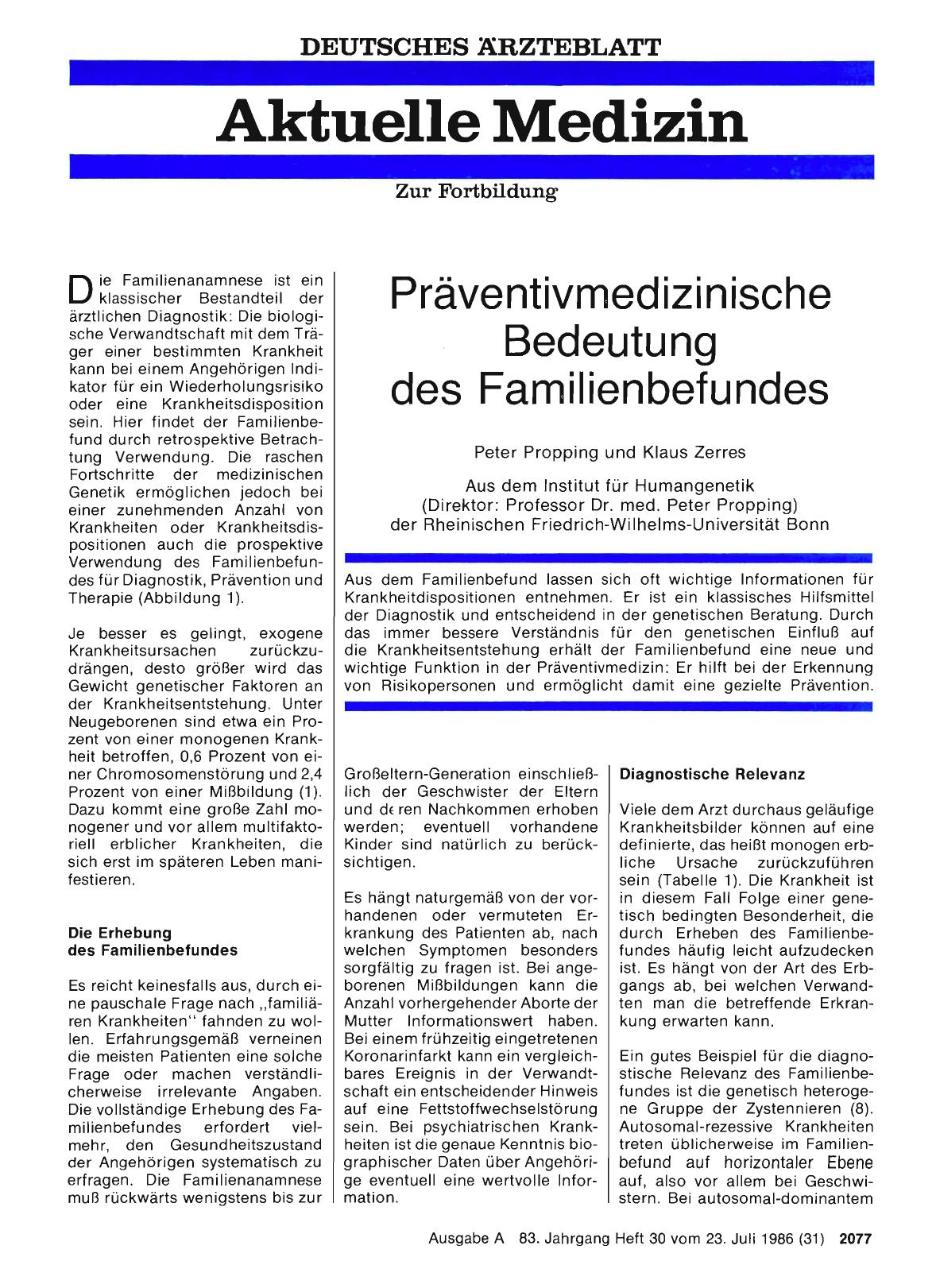 Vorschauseite 1: Präventivmedizinische Bedeutung des Familienbefundes