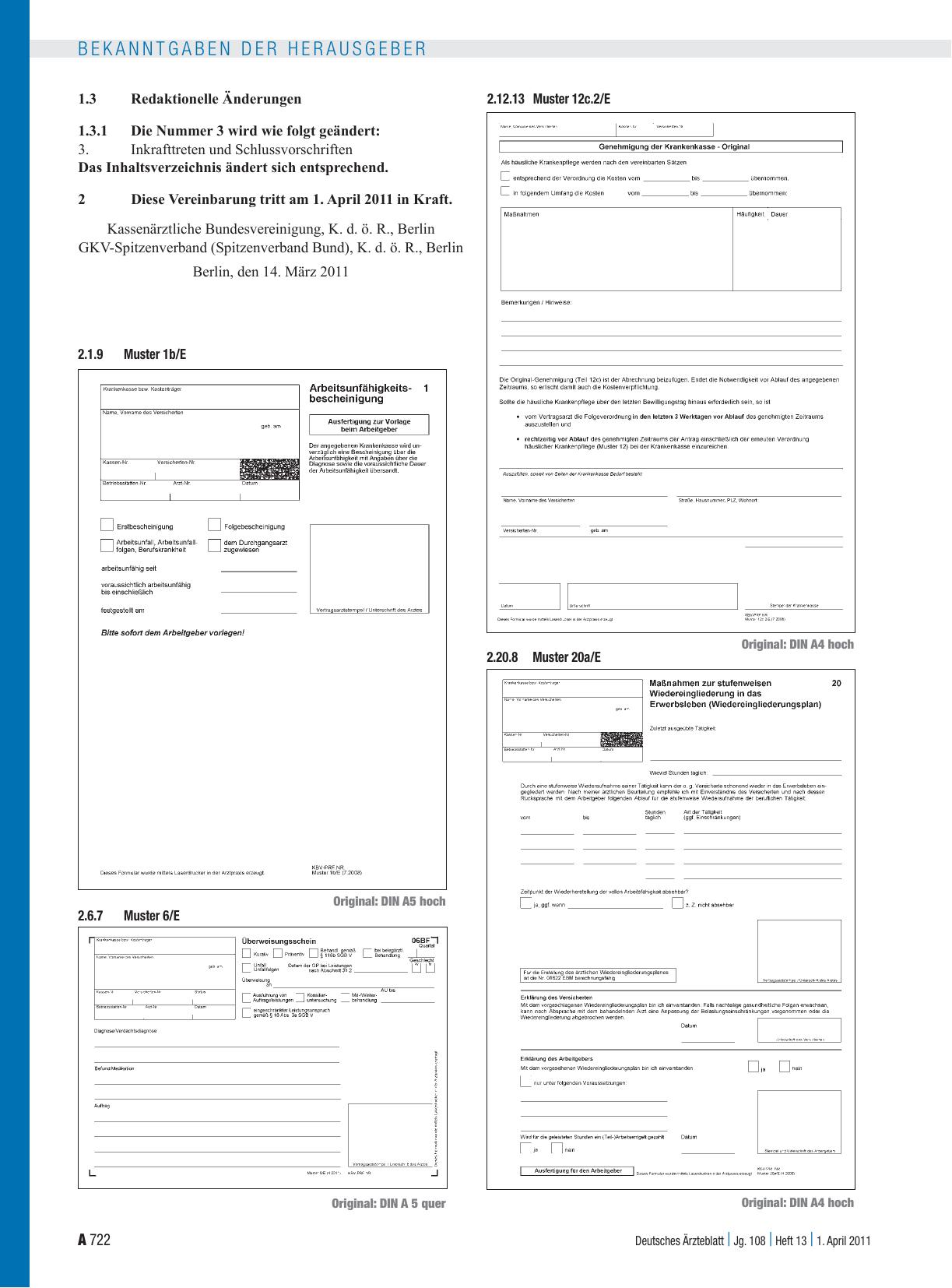 Vorschauseite 2: 14. Änderung der Vereinbarung über den Einsatz des Blankoformularbedruckungs-Verfahrens zur Herstellung und Bedruckung von Vordrucken für die vertragsärztliche Versorgung