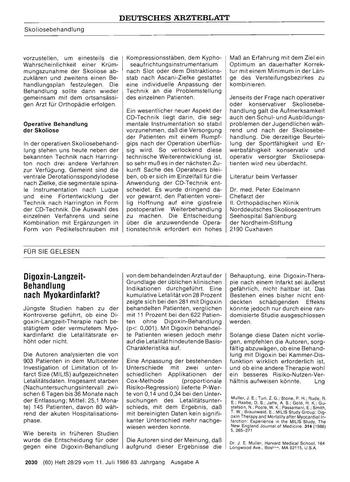 Vorschauseite 1: Digoxin-Langzeit-Behandlung nach Myokardinfarkt?