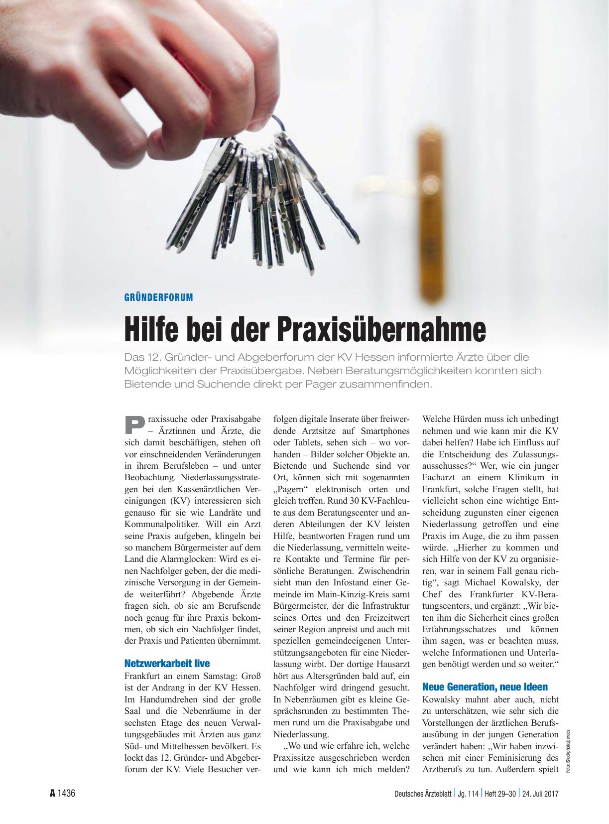 Vorschauseite 1: Gründerforum: Hilfe bei der Praxisübernahme