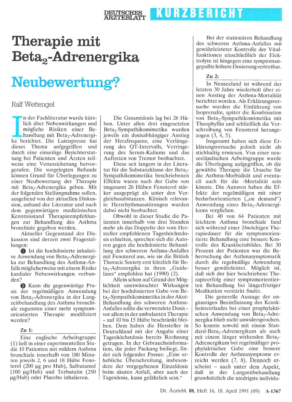 Vorschauseite 1: Therapie mit Beta2-Adrenergika: Neubewertung?