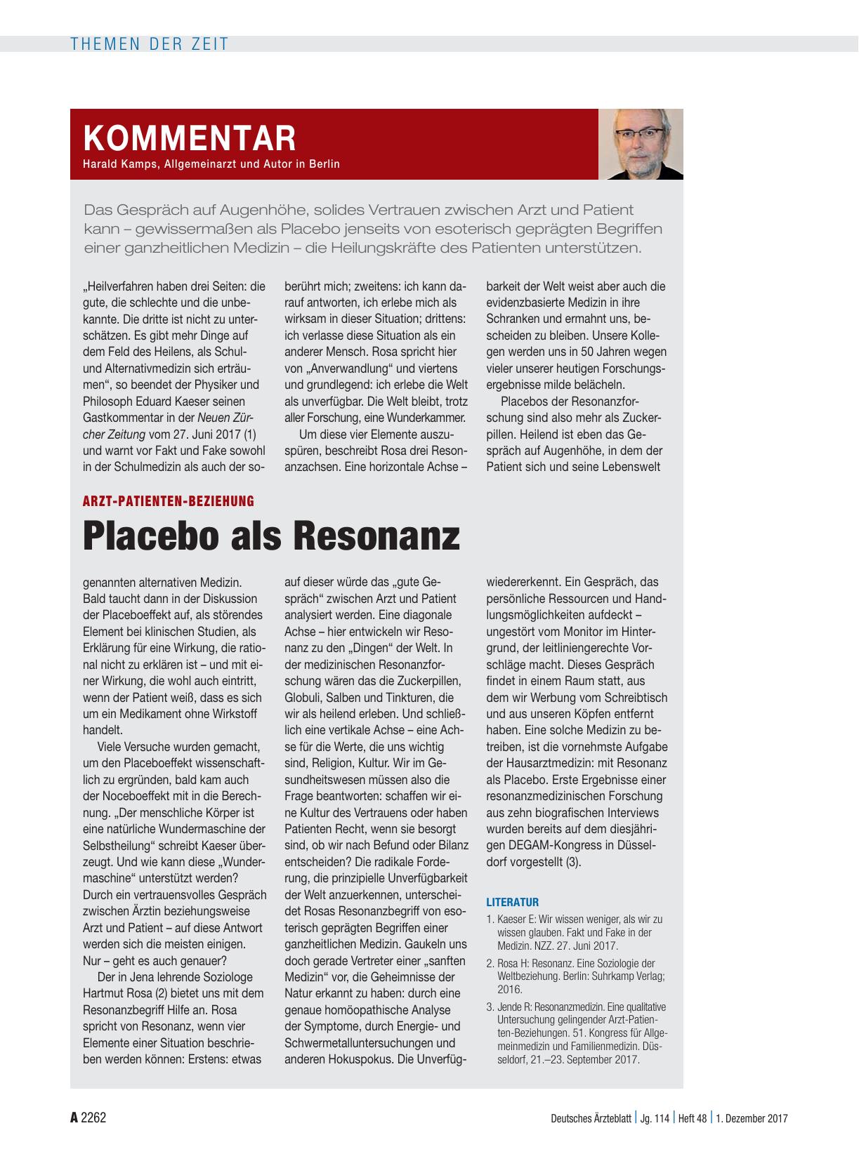 Vorschauseite 1: Arzt-Patienten-Beziehung: Placebo als Resonanz