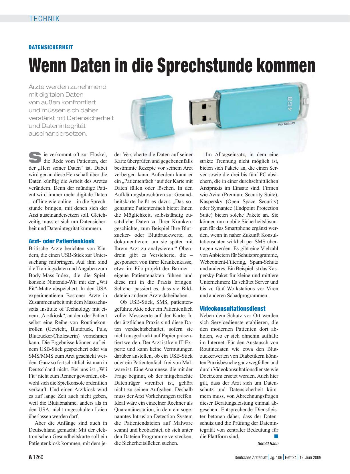 Vorschauseite 1: Datensicherheit: Wenn Daten in die Sprechstunde kommen