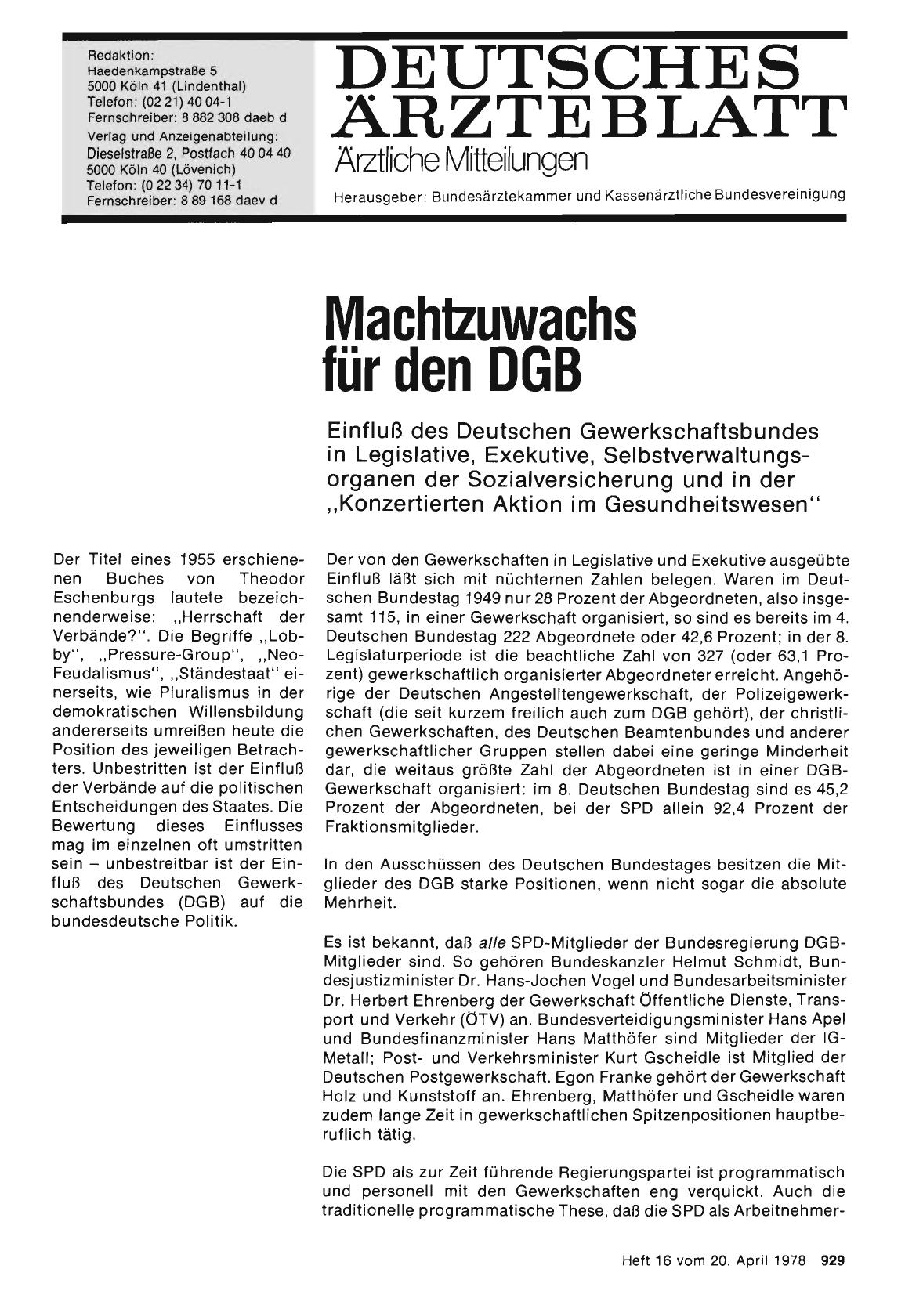 Vorschauseite 1: Machtzuwachs für den DGB